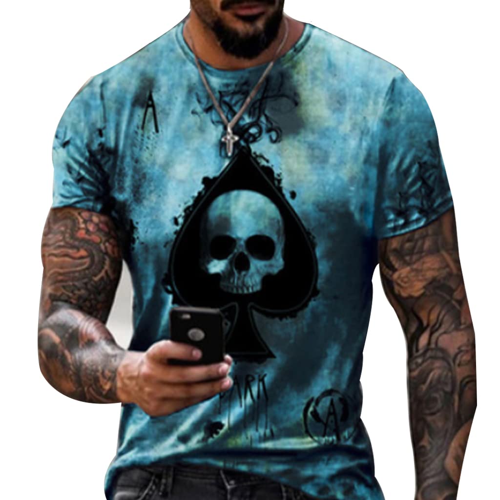 3D Skull Graphic T-Shirt for Men - Cool Printed Short Sleeve Muscle Tee, Casual Crew Neck Top for Streetwear & Rock Style Outfits | Perfect for Concerts, Parties & Everyday Wear