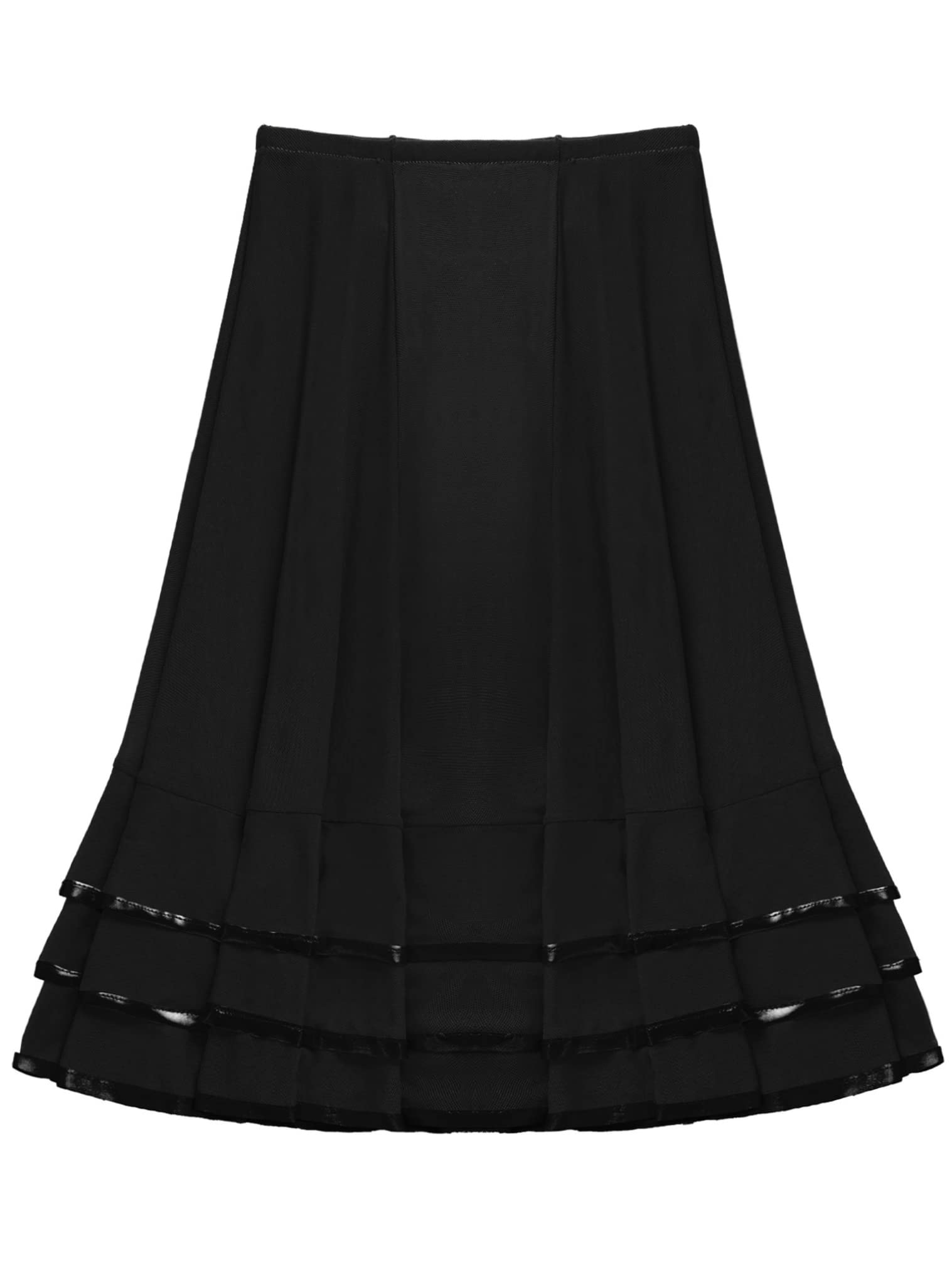 JEATHA Girls Chiffon Tiered Ruffle Maxi Skirt - A-Line Swing Skorts for Summer, Casual Wear & Latin Dance - Perfect for Tango, Ballet, and Playtime Outfits