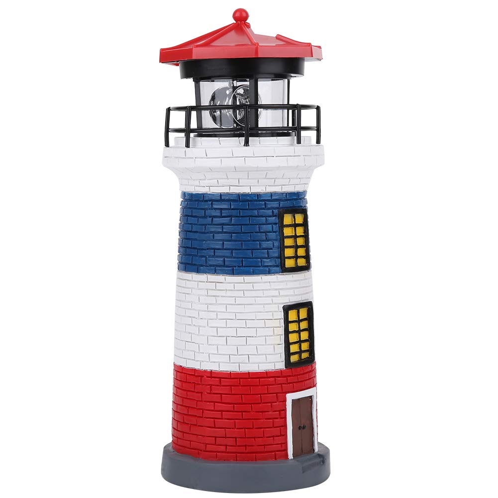 Yosoo Solar Powered Rotating Lighthouse Light - Energy Saving, Waterproof Outdoor Garden & Yard Decoration (Red, Blue, White) | Perfect for Patio, Pathway & Landscape Lighting