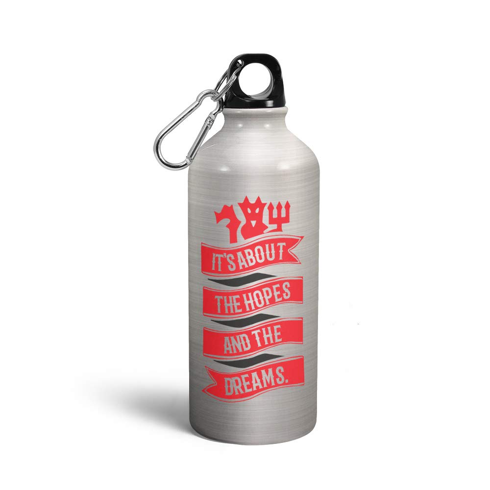 Tee Mafia® 600ml Insulated Stainless Steel Water Bottle - Silver, Multicolor Printed Design | Manchester United & Football Themed | Motivational 