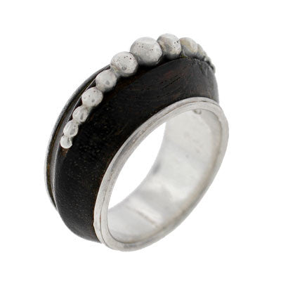 Vintage Rose Wood & Sterling Silver Ring for Women - Handmade Boho Jewelry - Perfect for Weddings, Parties & Everyday Wear