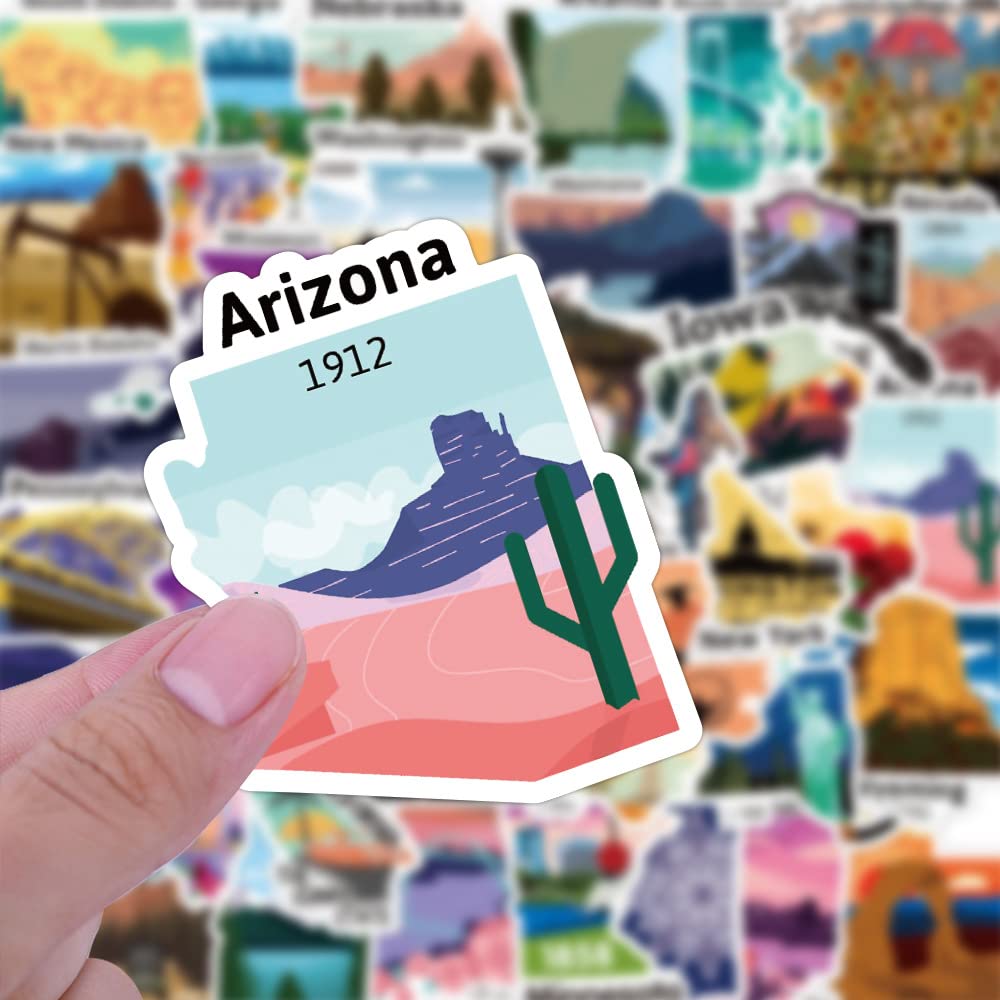 50PCS National Map Stickers - Waterproof Vinyl Decals for Travel, Hiking & Outdoor Adventures - Perfect for Water Bottles, Laptops, Luggage, Camping Gear & Scrapbooking - Great for Travel Enthusiasts & Nature Lovers