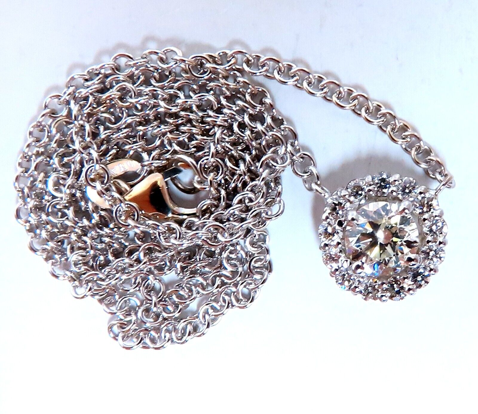 1.09ct Natural Diamond Halo Cluster Necklace in 14K Gold - Elegant Jewelry for Weddings, Anniversaries & Special Occasions
