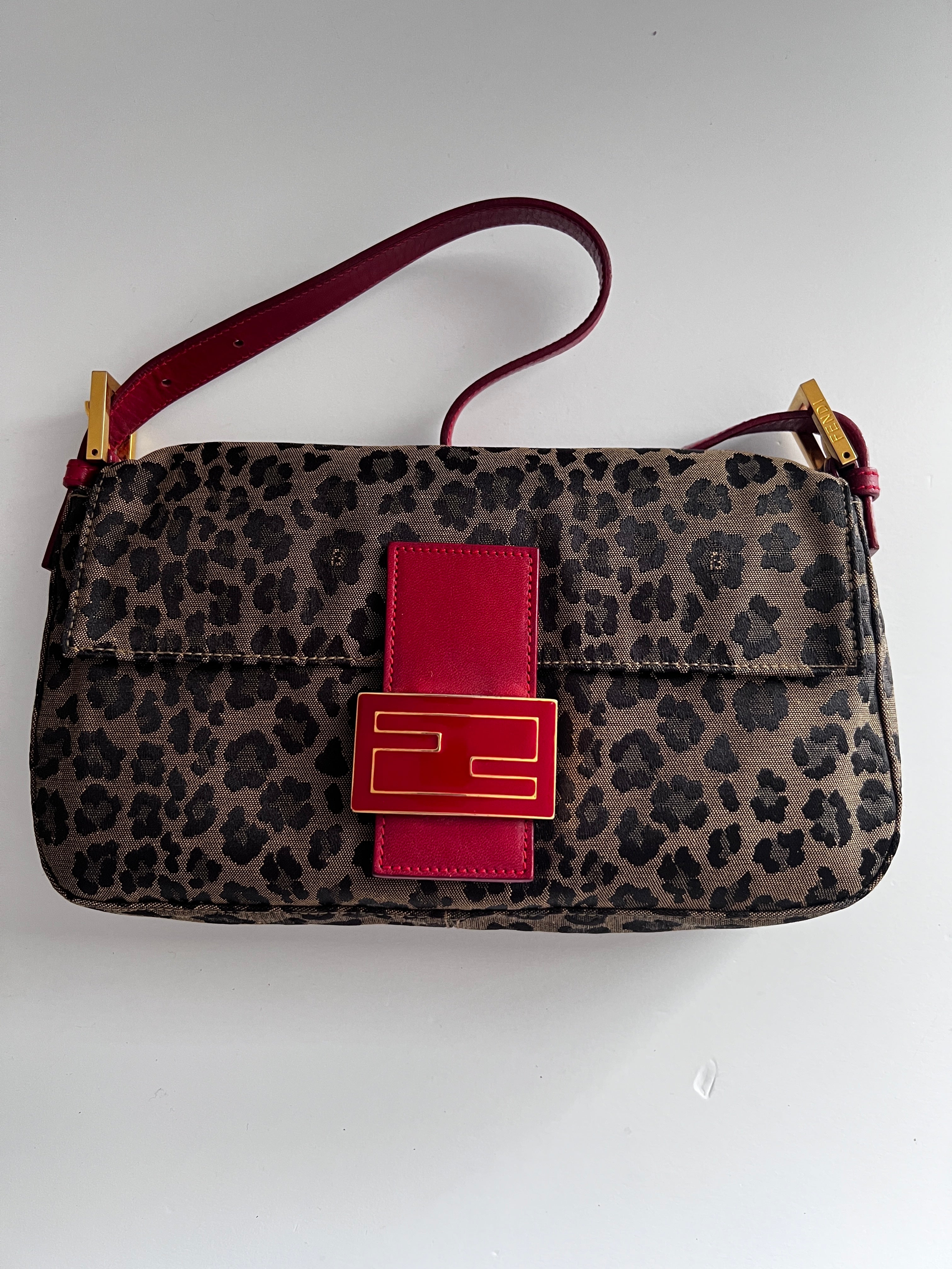 Vintage Fendi Cheetah Print Enamel Buckle Baguette Bag - Stylish Shoulder Bag for Women, Perfect for Parties, Date Nights & Fashion Events