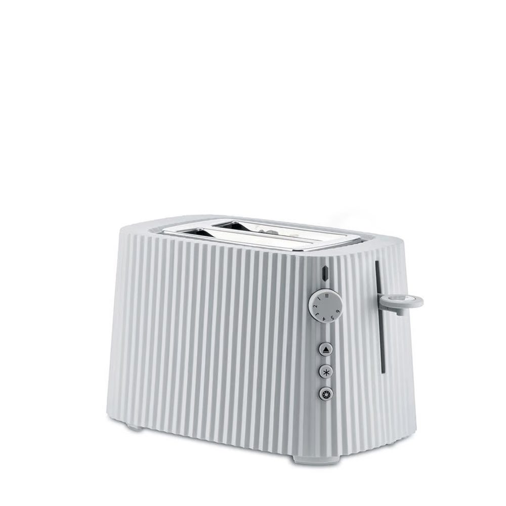 ALESSI Plisse Toaster - 2 Slice Stainless Steel Toaster with Adjustable Browning Control, White - Perfect for Breakfast, Kitchen Countertop, and Small Spaces