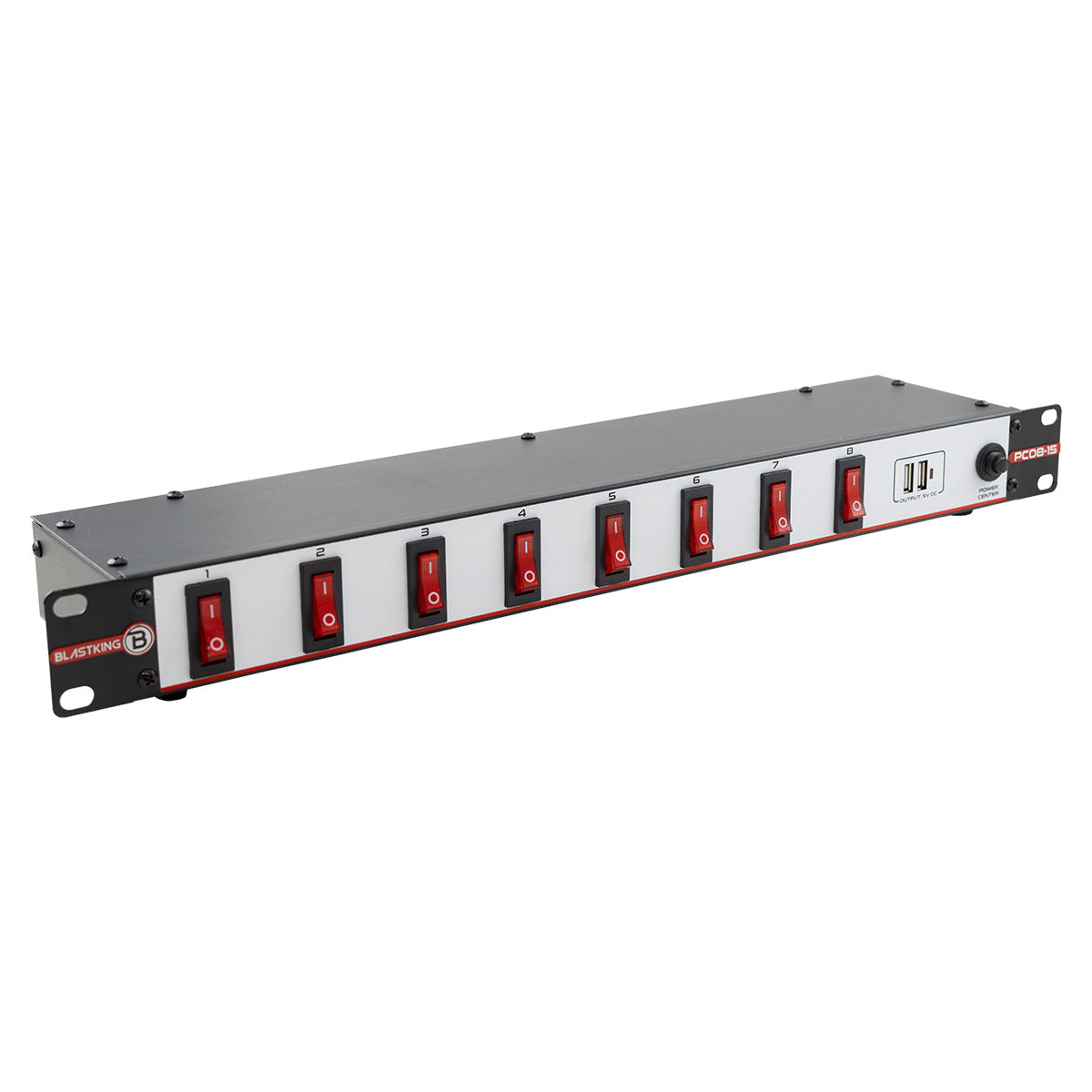Blastking PC08 15-19 Inch Rack Mount Power Strip with 8 Outlets & 2 USB Ports - Perfect for Home Theater, Studio, Office & Server Rack Power Distribution