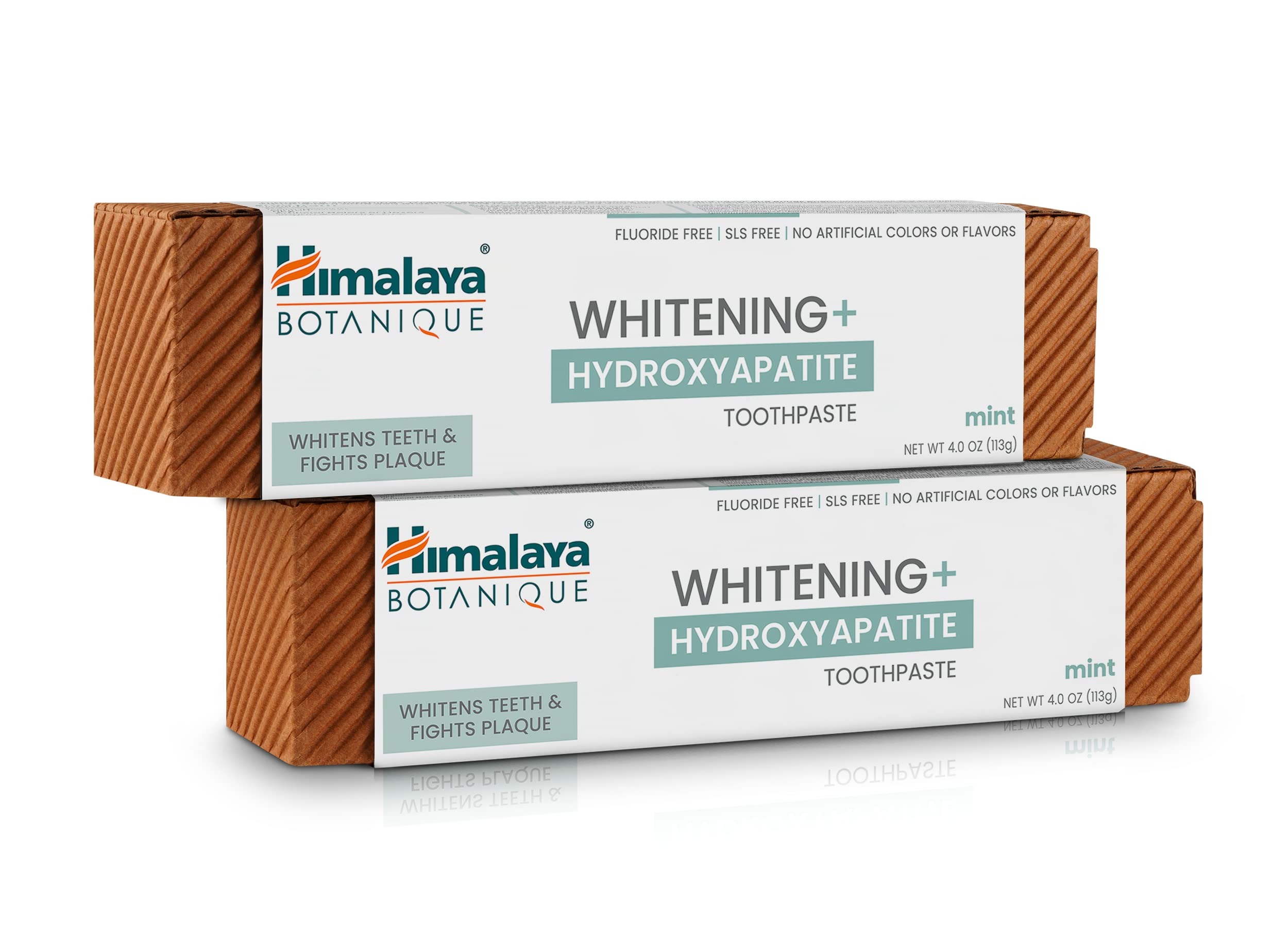 Himalaya Botanique Whitening Toothpaste with Hydroxyapatite - Natural Teeth Whitening & Plaque Protection, Fluoride-Free, SLS-Free, Vegan Formula, Fresh Mint Flavor (4 oz, 2-Pack) - Perfect for Daily Oral Care & Sensitive Teeth