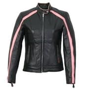Hot Leathers Women's Striped Motorcycle Jacket with Reflective Piping - Stylish Biker Jacket for Riding & Night Safety | Perfect for Motorcycle Enthusiasts & Urban Fashion