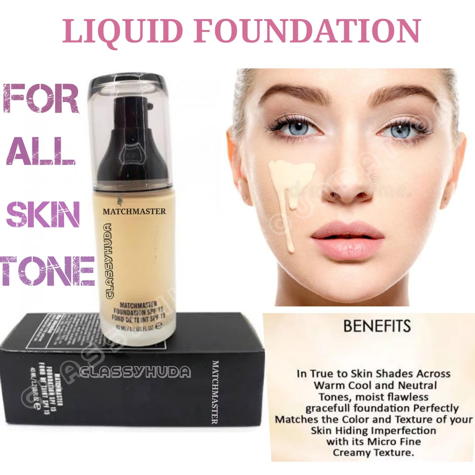 Huda Professional Foundation & Face Powder with Makeup Sponge Puff - Mini Makeup Kit Combo for Flawless Skin | Perfect for Travel, Everyday Use & On-the-Go Touch-Ups