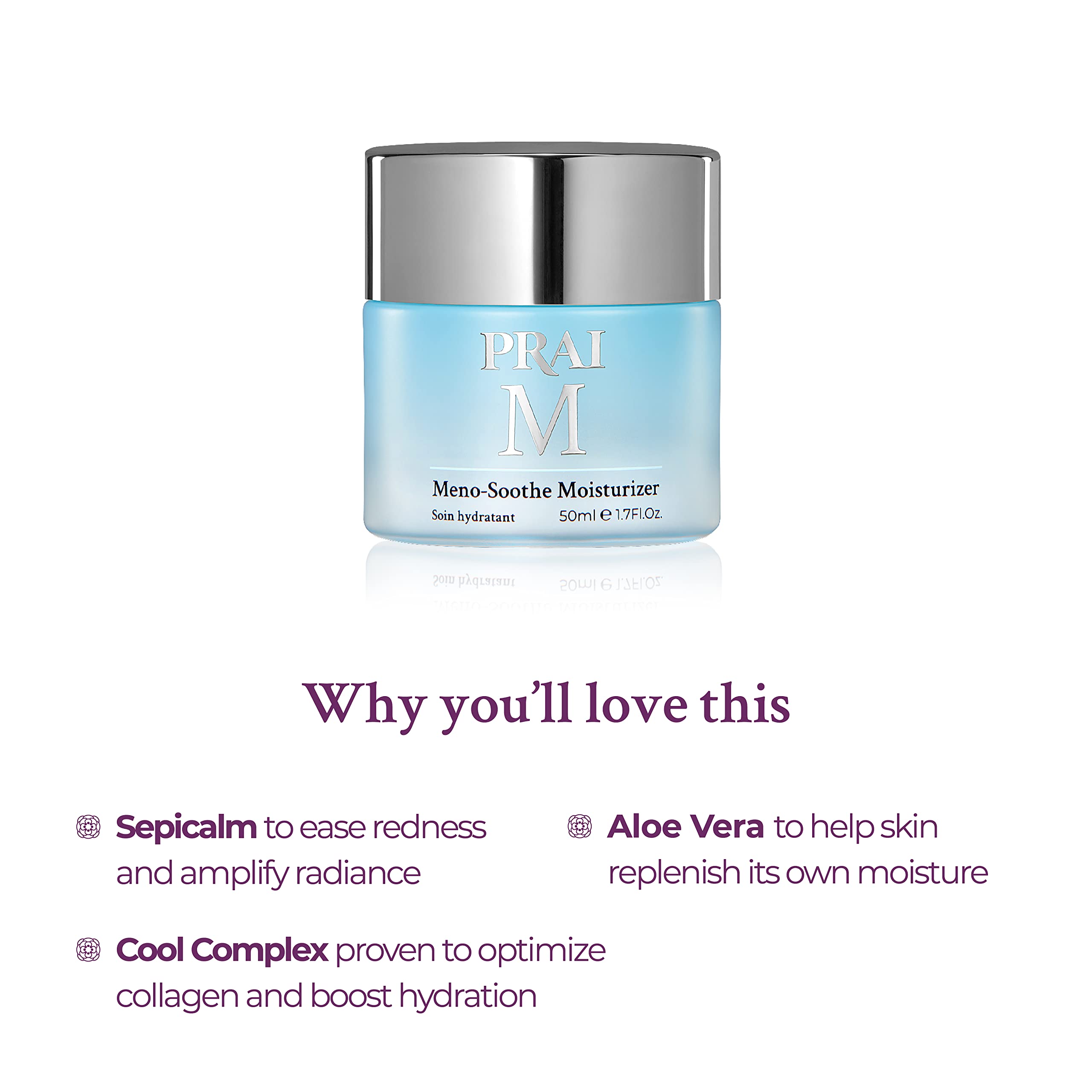 PRAI Beauty M Collection Meno-Soothe Crème-Gel Moisturizer - Anti-Aging & Hydrating Face Cream with Hyaluronic Acid - 1.7 Oz - Perfect for Dry Skin & Wrinkles Reduction - Day & Night Use