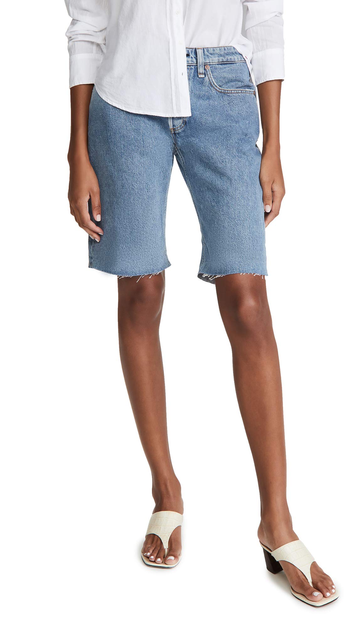 Rag & Bone Women's Rosa Mid Rise Walking Shorts - Comfortable Denim Shorts for Casual Wear, Travel & Summer Outfits