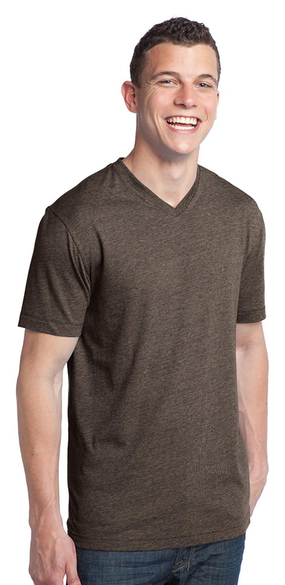 District Threads Men's Tri-Blend V-Neck T-Shirt - Soft Comfort Fit Casual Tee in Grey Heather for Everyday Wear & Street Style Outfits