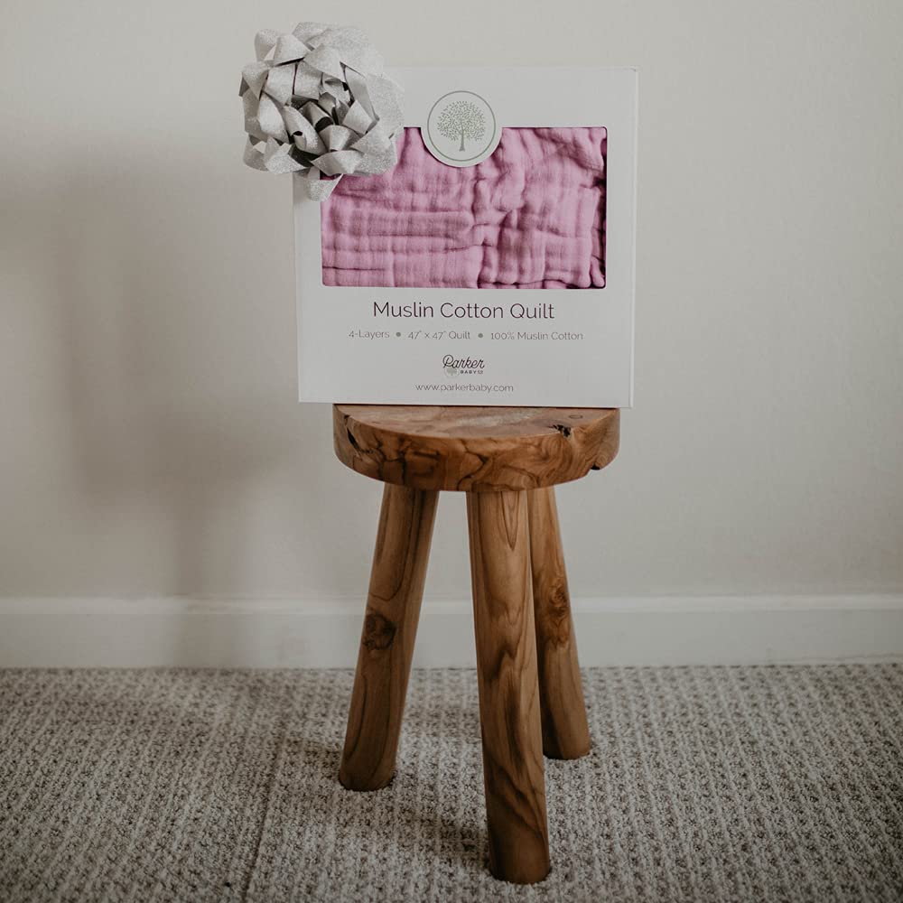 Parker Baby Muslin Blanket - 100% Soft Cotton Toddler Quilt & Swaddle Blanket | Gender Neutral 47