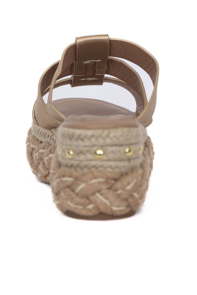 Sidney Gold Distress Slip-On Platform Sandals for Women - Comfortable Summer Beach Wedding Shoes - Final Sale