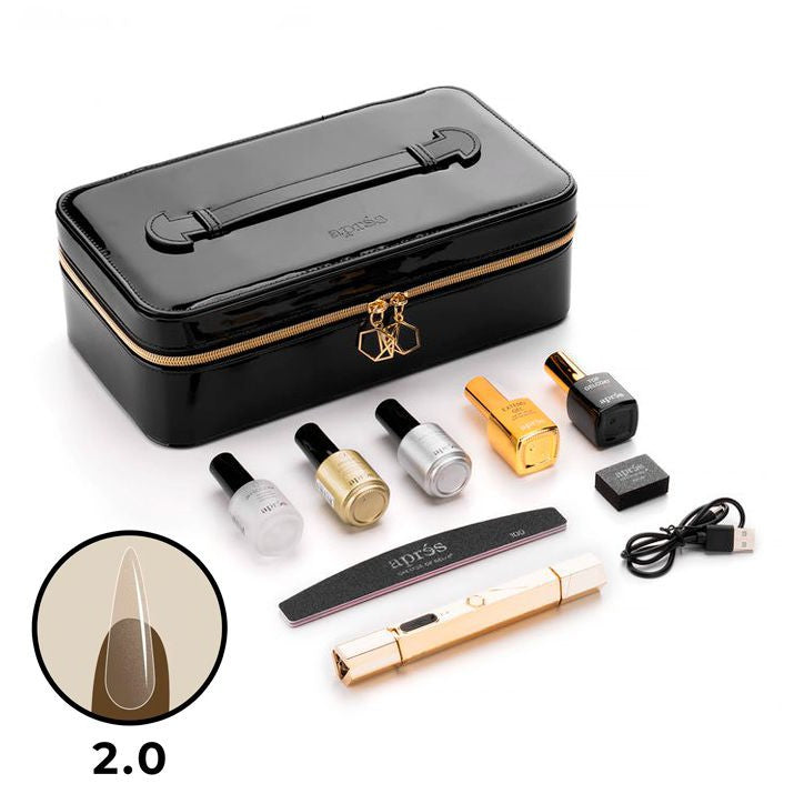 Apres Gel X Nail Extension Kit 2.0 - 600 Pcs Sculpted Stiletto Long Fake Nails with Glue & Gel Polish - Professional Salon Quality DIY Manicure Set for Home & Party Use