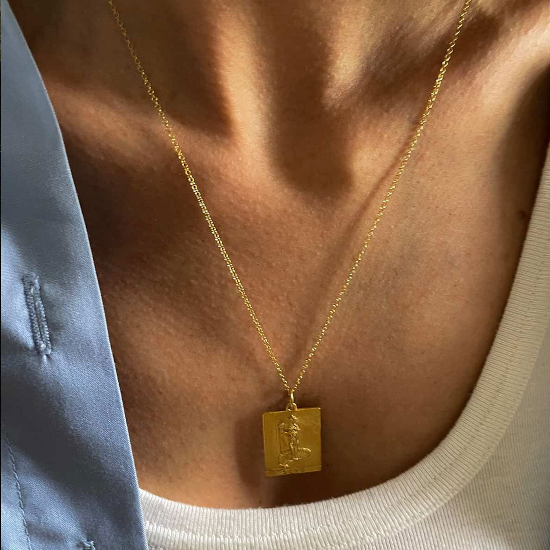 Gold Star Square Tarot Charm Pendant - Perfect for Spiritual Healing, Meditation & Witchcraft Jewelry Collection