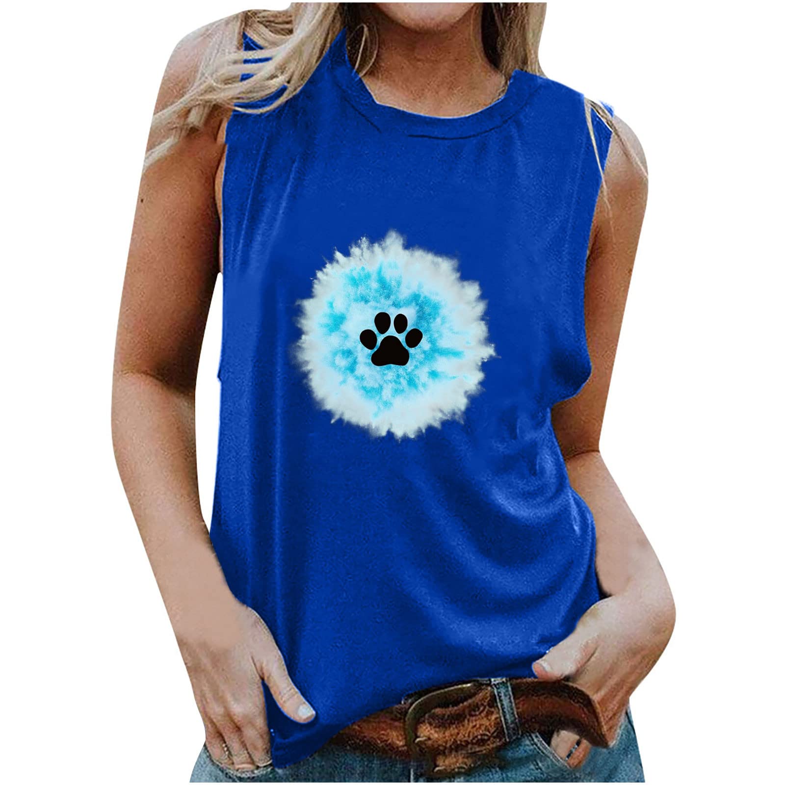 Boho Women's Tank Tops - Summer Printed Sleeveless Round Neck Casual Blouse for Beach, Music Festivals & Everyday Wear