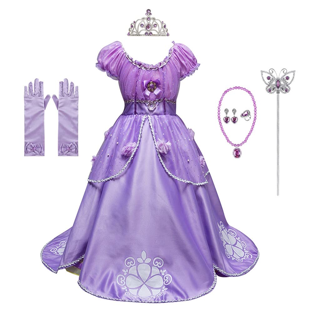 Sofia Princess Birthday Dress for Girls - Rapunzel Halloween Costume & Christmas Party Gown with Accessories | Perfect for Pageants, Evening Events & Dress-Up Play
