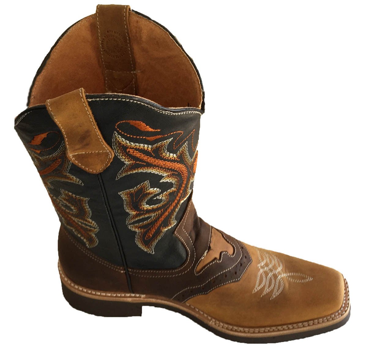 Authentic Men's Cowhide Leather Cowboy Boots - Square Toe Western Boots for Rodeo, Country Dancing & Outdoor Adventures