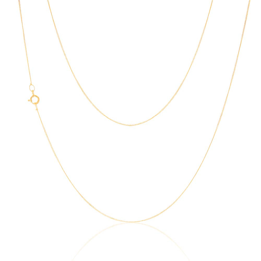 9ct Yellow Gold 18 Gauge Fine Curb 41cm Chain Necklace for Women - Elegant Jewelry Gift for Birthday, Anniversary & Special Occasions