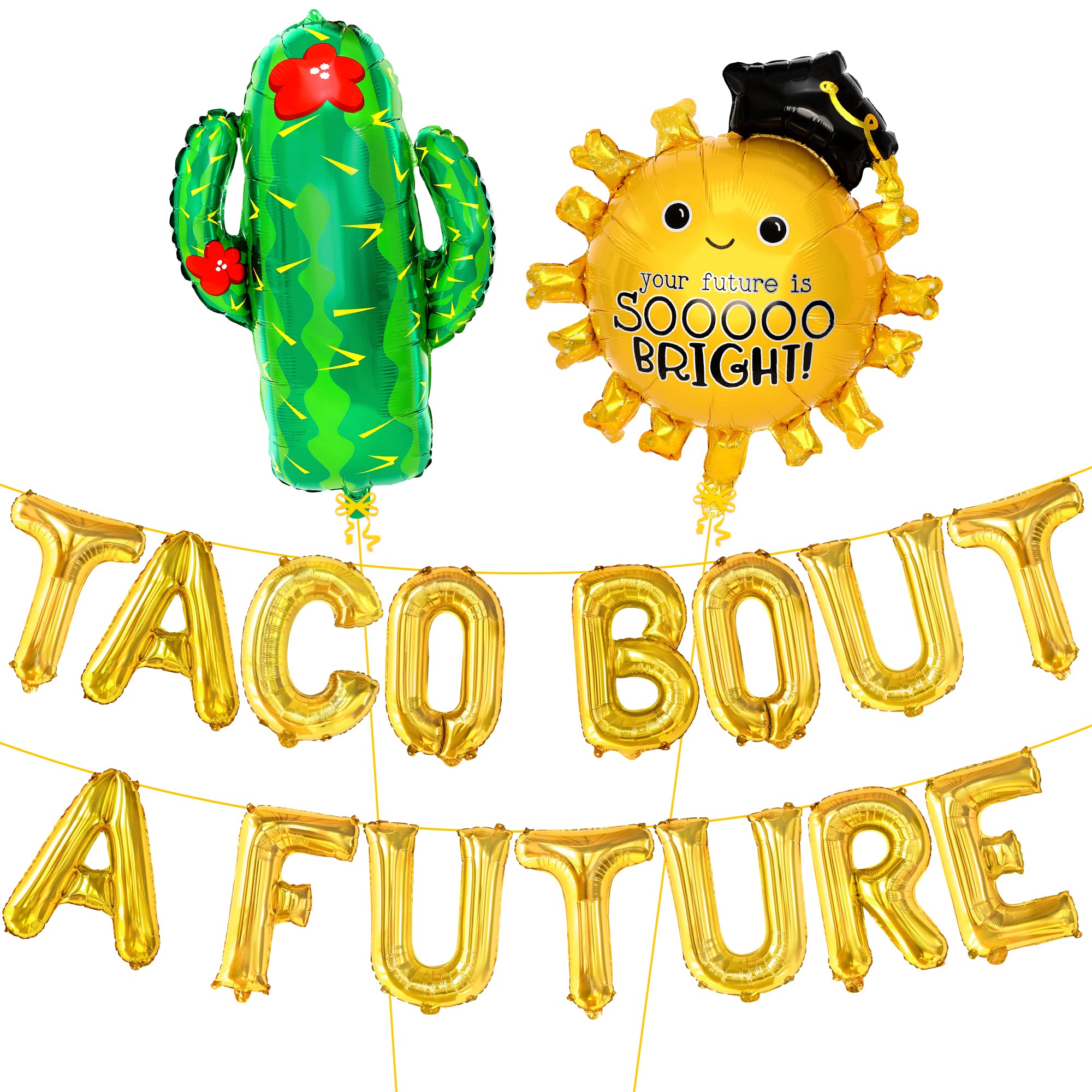KatchOn Taco Bout a Future Balloons Set - 17-Pack Party Decorations with 29-Inch Cactus & Sun Balloons for Fiesta, Graduation 2025 Celebrations | Perfect for Grad Parties, Mexican-Themed Events & Backyard Decor