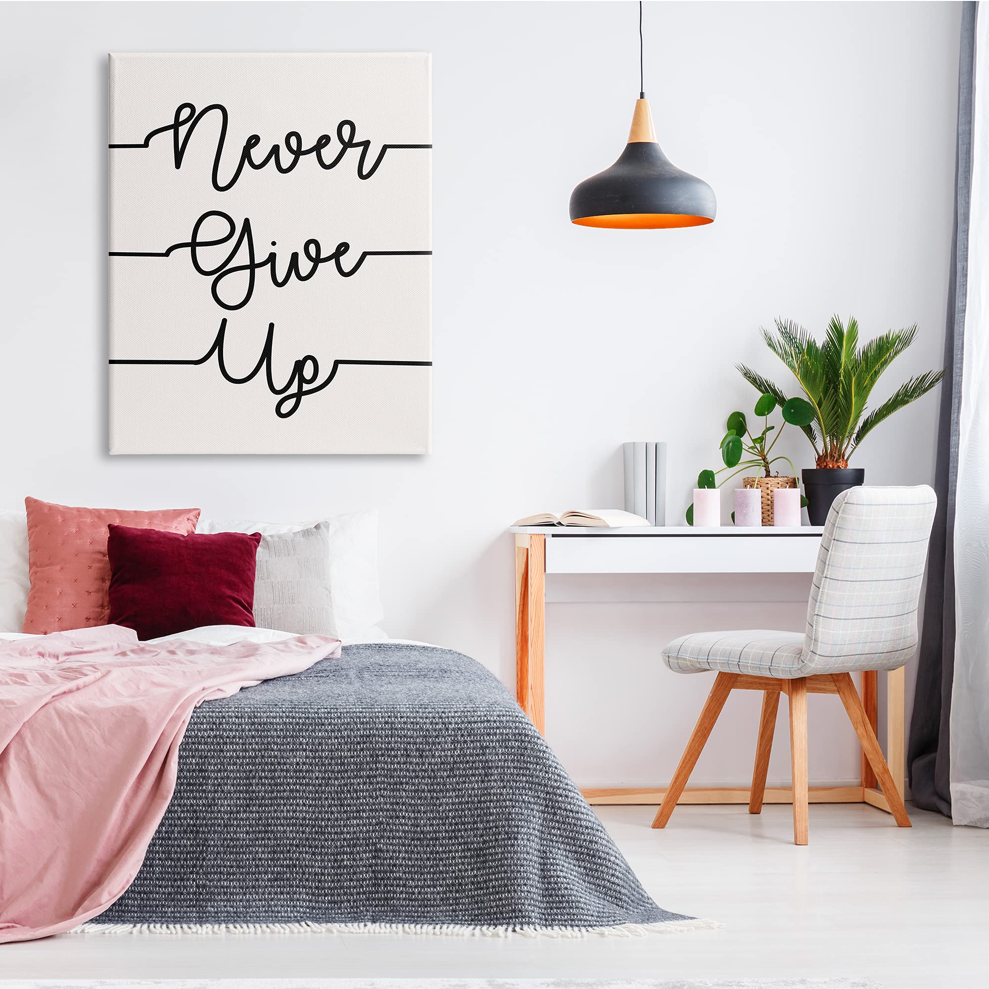 Stupell Industries 'Never Give Up' Motivational Abstract Line Typography Canvas Wall Art - 36