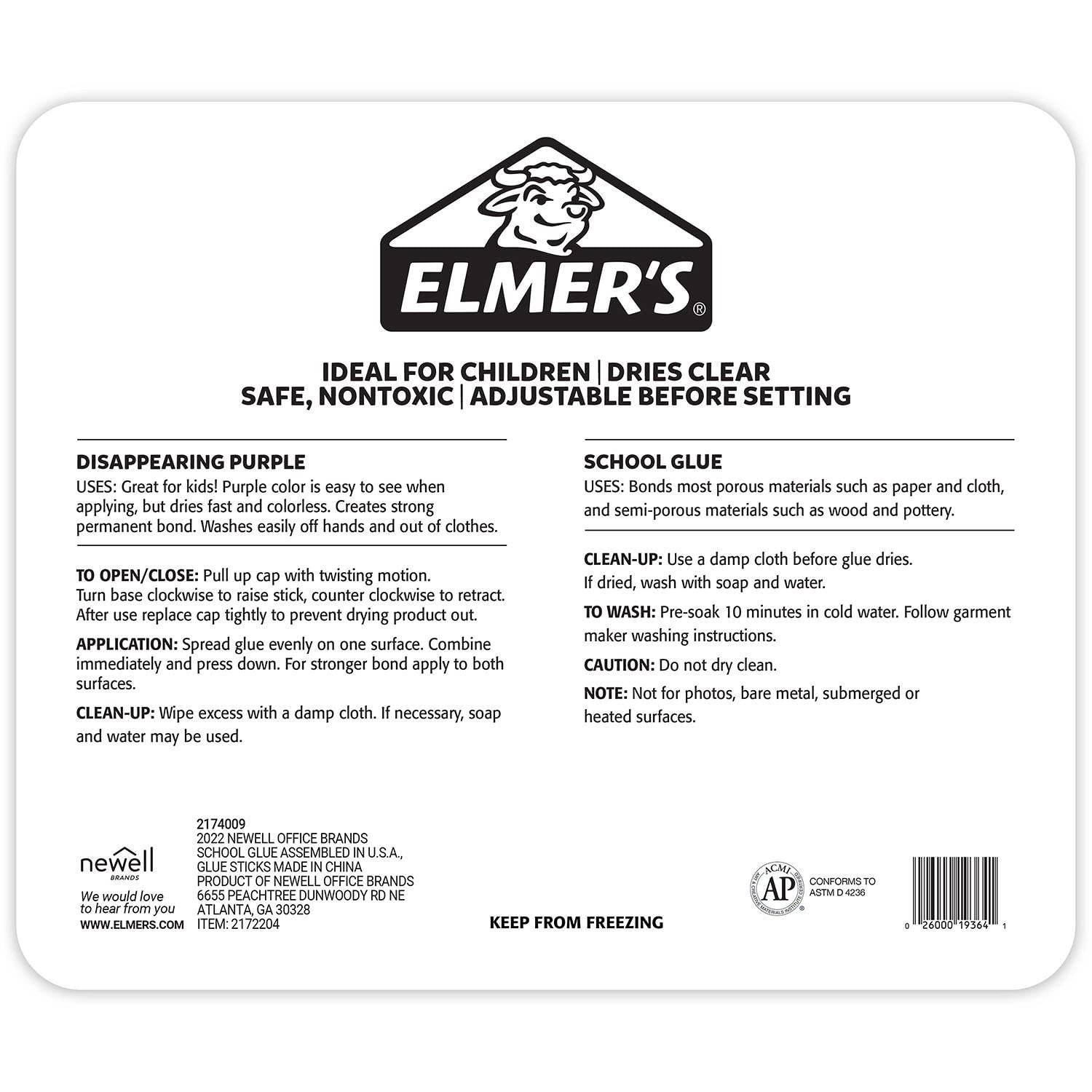 Elmer's Washable School Glue Sticks 12-Pack - 6g (0.21oz) White Glue for Kids Crafts, Classroom Projects & DIY Art Supplies | Non-Toxic & Washable Adhesive for Paper, Cardboard & Fabric