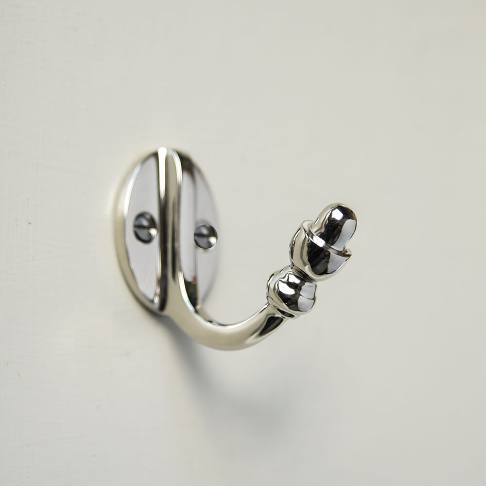 Polished Nickel Single Coat Hook - Elegant Wall Mounted Hooks for Bathroom, Bedroom, Entryway & Closet Organization