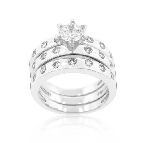 Exquisite Bezel Set Engagement Ring Set - Elegant Wedding & Proposal Jewelry for Women - Perfect for Anniversaries, Valentine's Day & Special Occasions