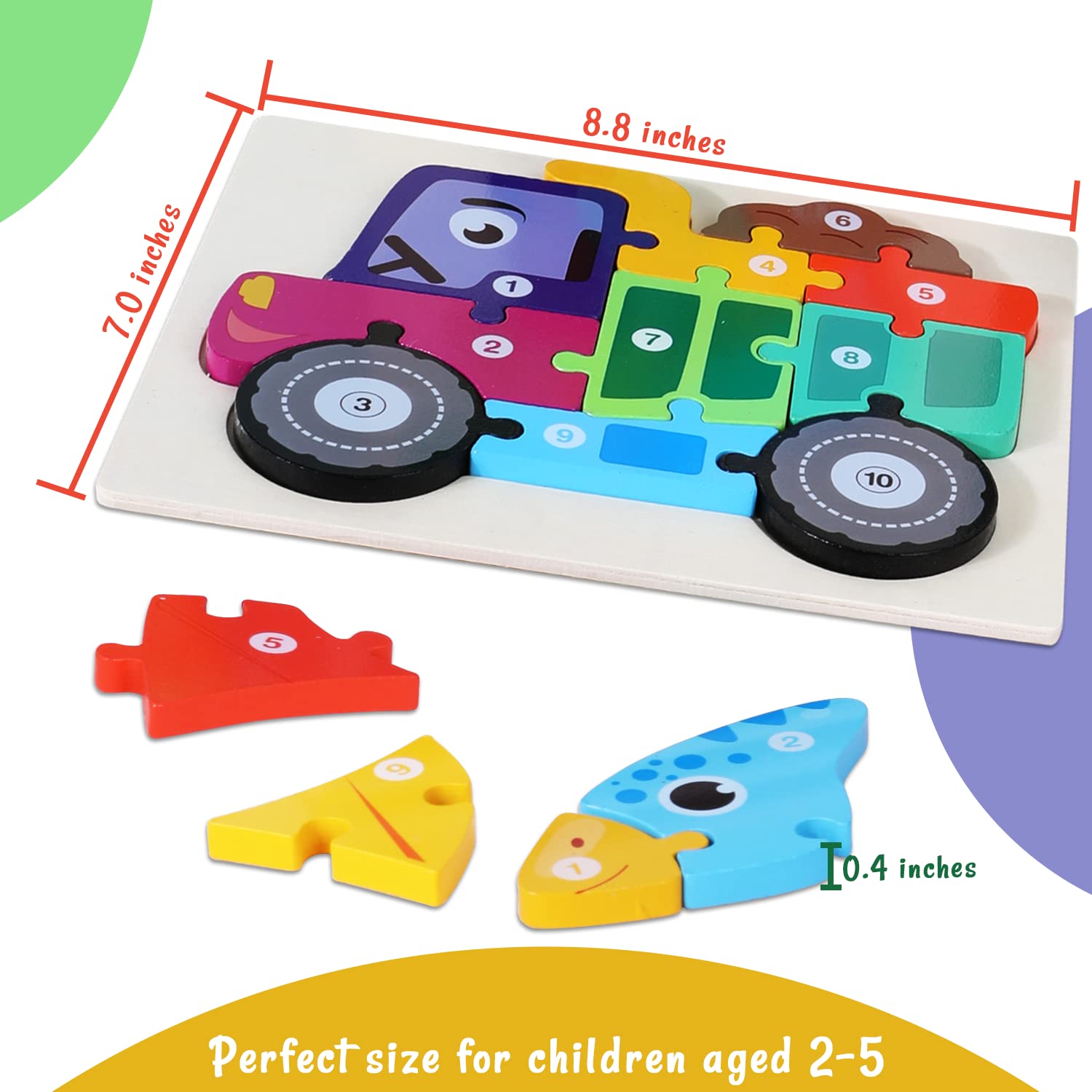 Dinosaur Wooden Puzzle for Kids Ages 2-5 | Montessori Learning Toys | Educational Animal Puzzle Gift for Boys & Girls | Perfect for Birthday, Preschool & Early Childhood Development