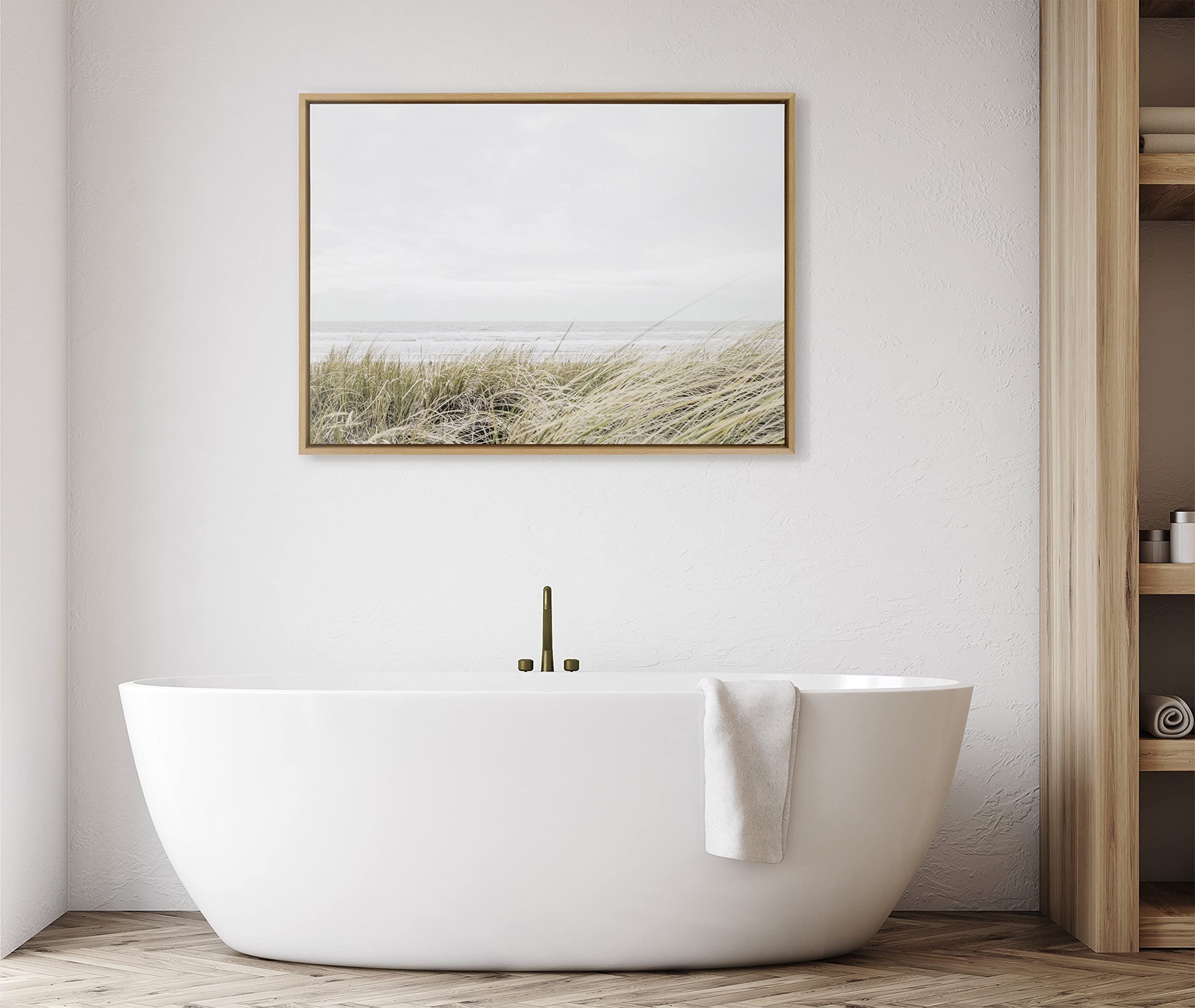 Kate & Laurel Sylvie East Beach Framed Canvas Wall Art - 28x38 Inches Coastal Decor by Amy Peterson | Nautical Home Decor for Living Room, Bedroom & Beach House