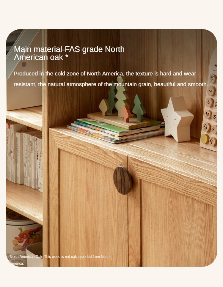 Solid Oak Wood Kids Bookshelf - Sturdy & Safe Book Storage for Toddlers & Children - Perfect for Bedroom, Nursery, or Playroom Organization