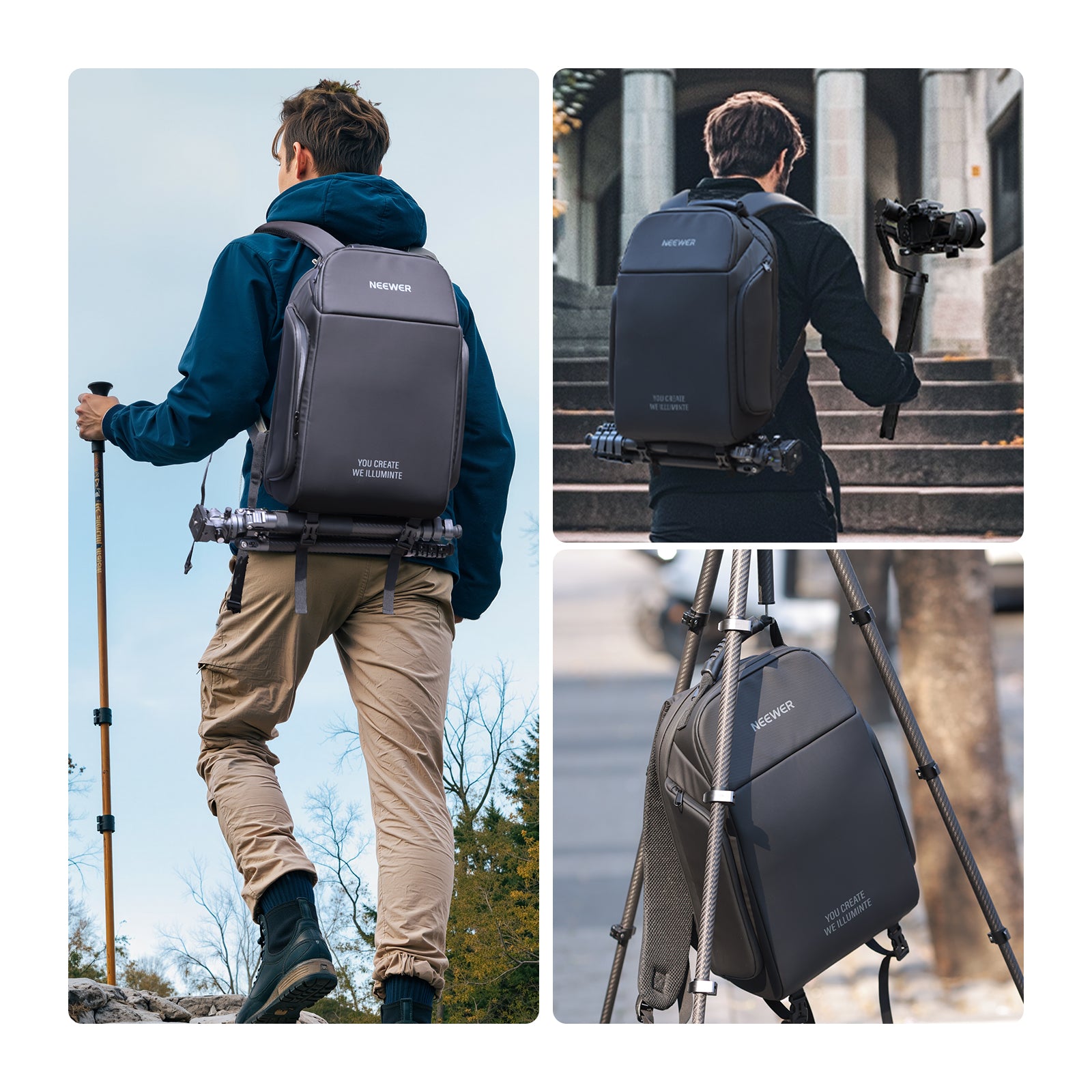 NEEWER BASICS PB26 17.3x10.6x7.5 Inch DSLR Camera Backpack for Photographers - Waterproof Travel Camera Bag with Laptop Compartment (Fits 15