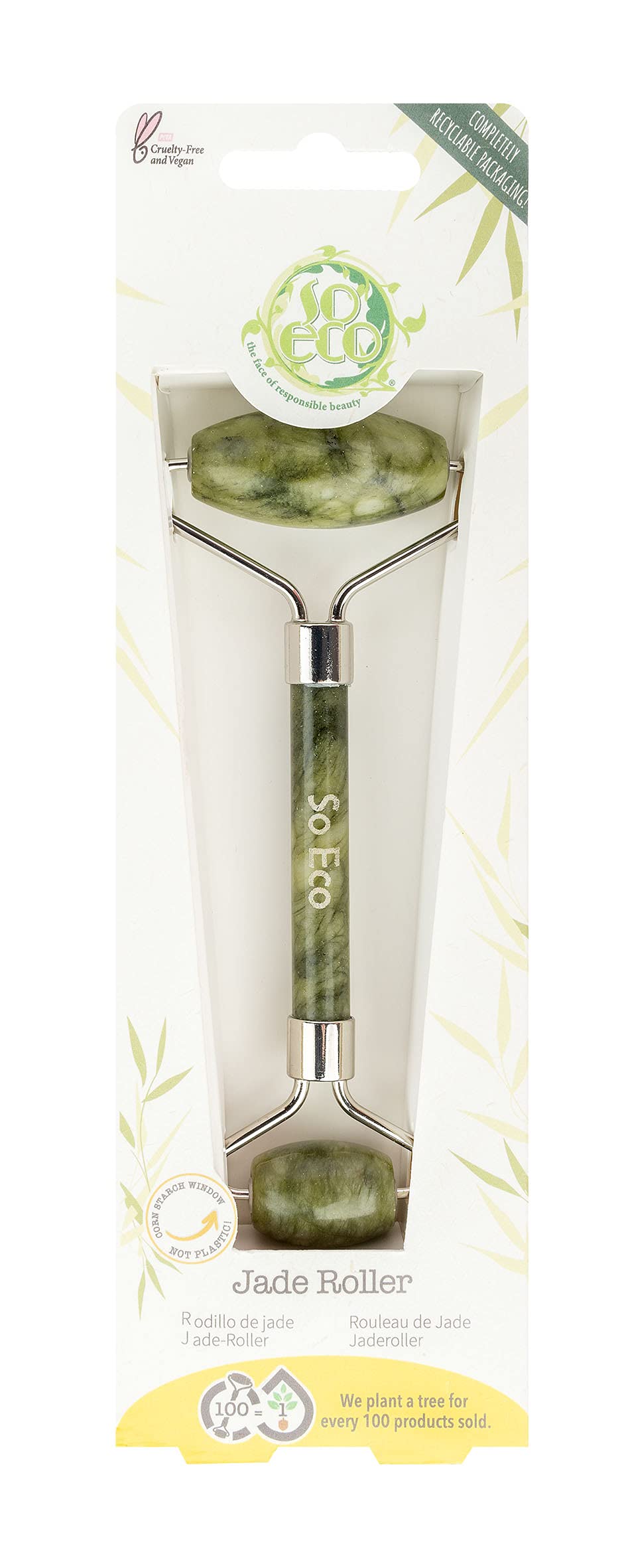 So Eco Jade Roller Pink - Natural Jade Facial Roller for Skin Care, Anti-Aging & Lymphatic Drainage - Perfect for Daily Skincare Routine & Relaxation at Home or Spa