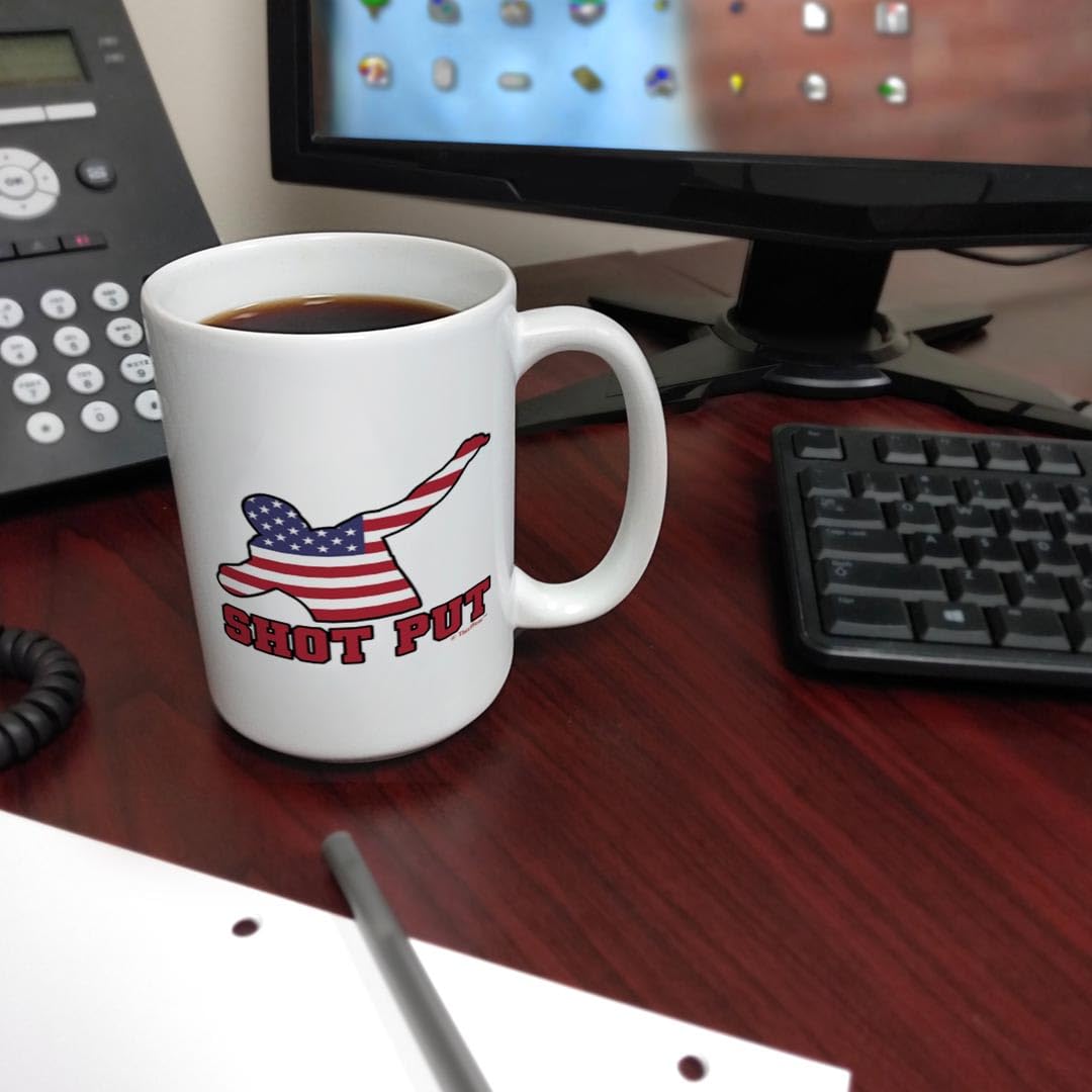 ThisWear USA Summer Sporting Events Gifts - 15oz Ceramic Coffee Mug with Handle for Shot Put Athletes & Sports Fans | Perfect for Track Meets, Training Sessions & Office Use