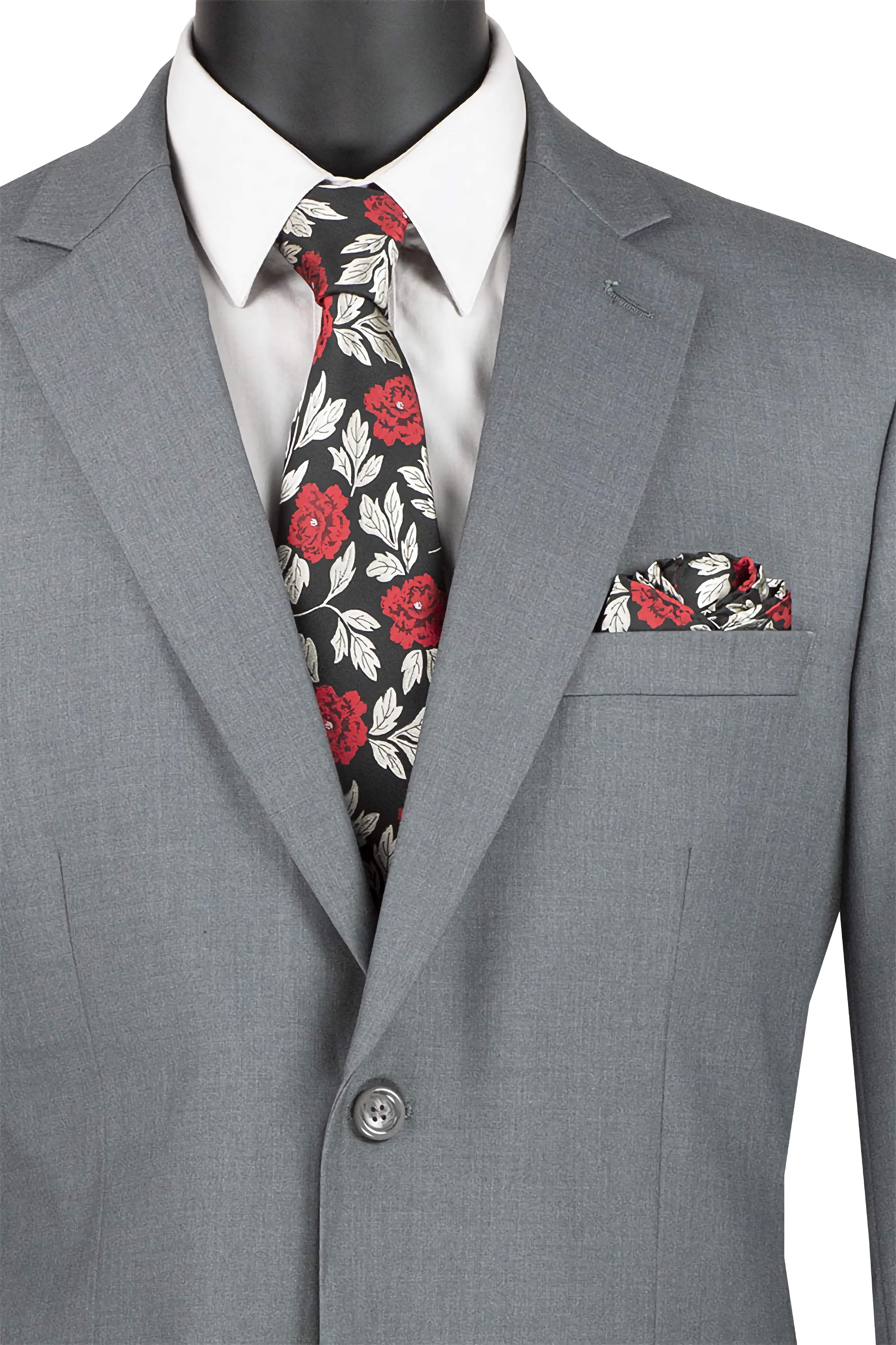 Gray Regular Fit 2 Piece Suit with Flat Front Pants & 2