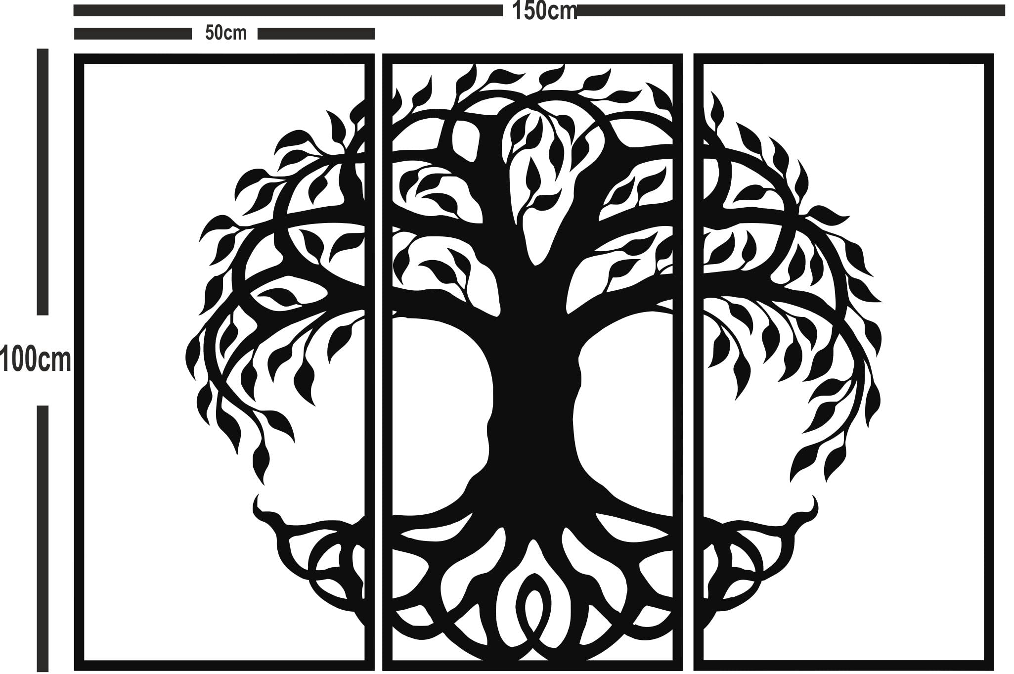 DEKADRON Tree of Life Metal Wall Art - 3 Panel Family Tree Sign, Modern Home Decor (30