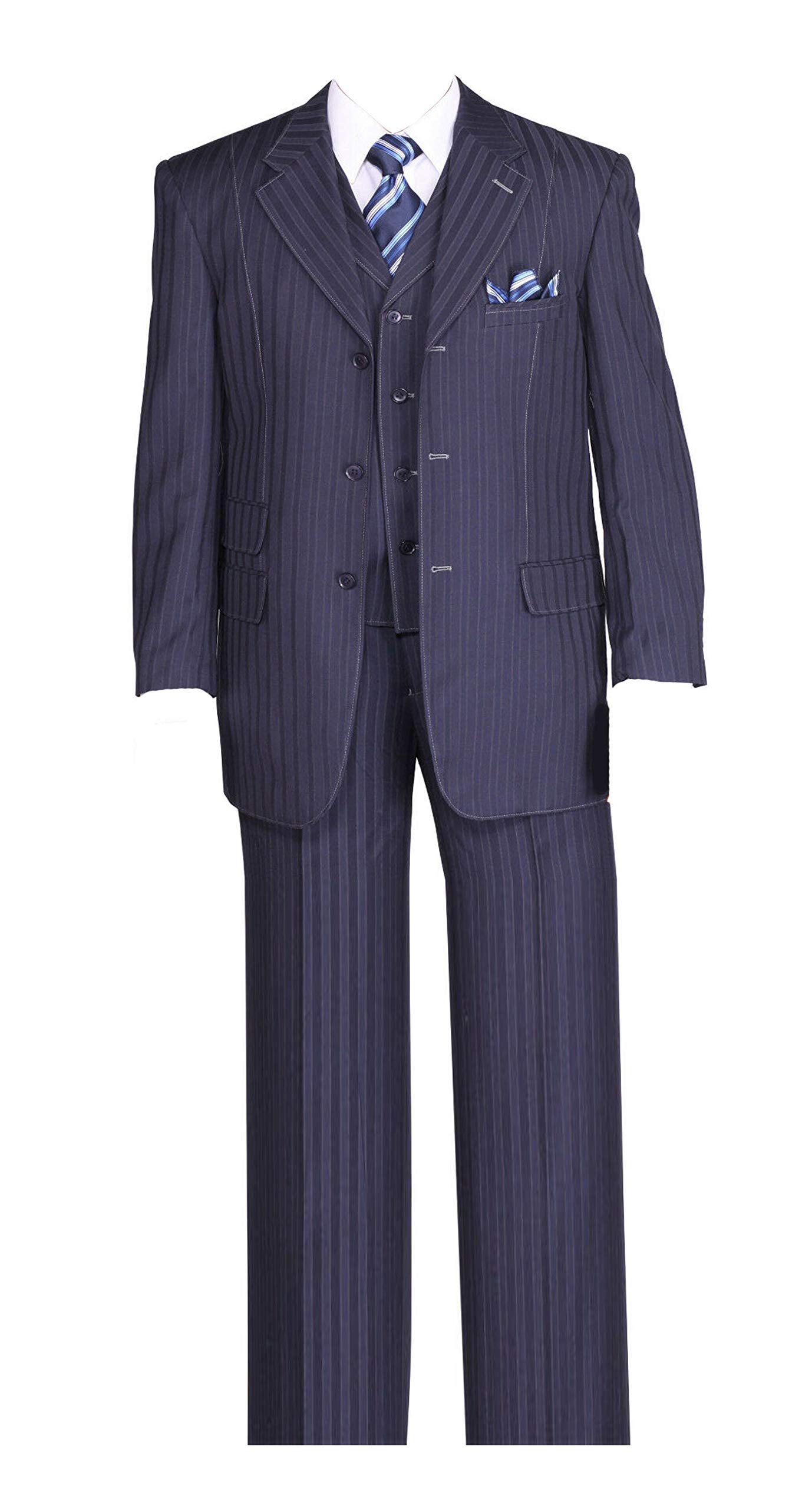 Milano Moda Fancy Stripe High Fashion Suit Set with Vest & Pants 5267 - Premium Business Attire for Weddings, Office & Formal Events