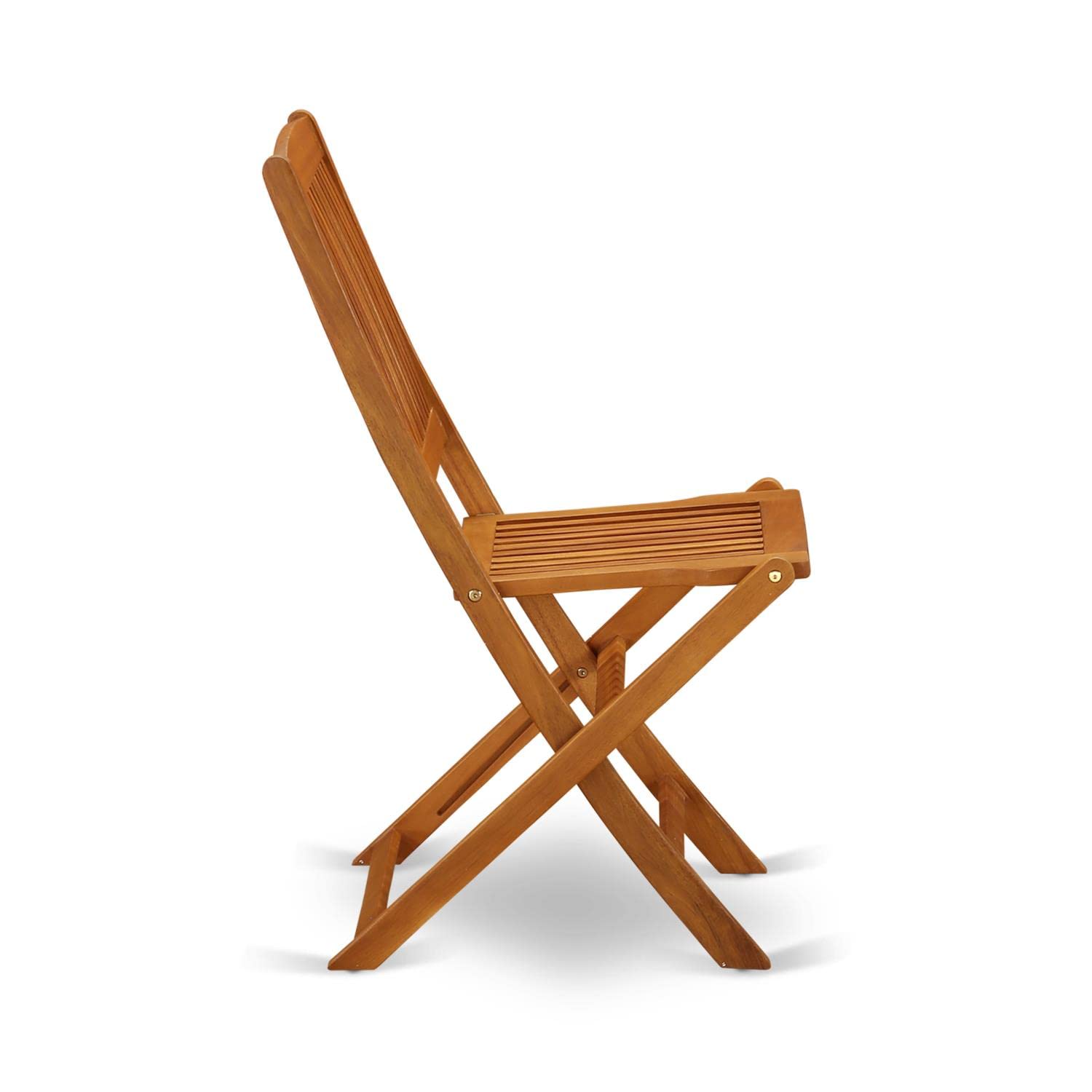 East West Furniture BCMCWNA Cameron Foldable Acacia Wood Patio Dining Chairs - Set of 2, Natural Oil Finish - Perfect for Outdoor Dining, Garden, Poolside & Backyard Relaxation