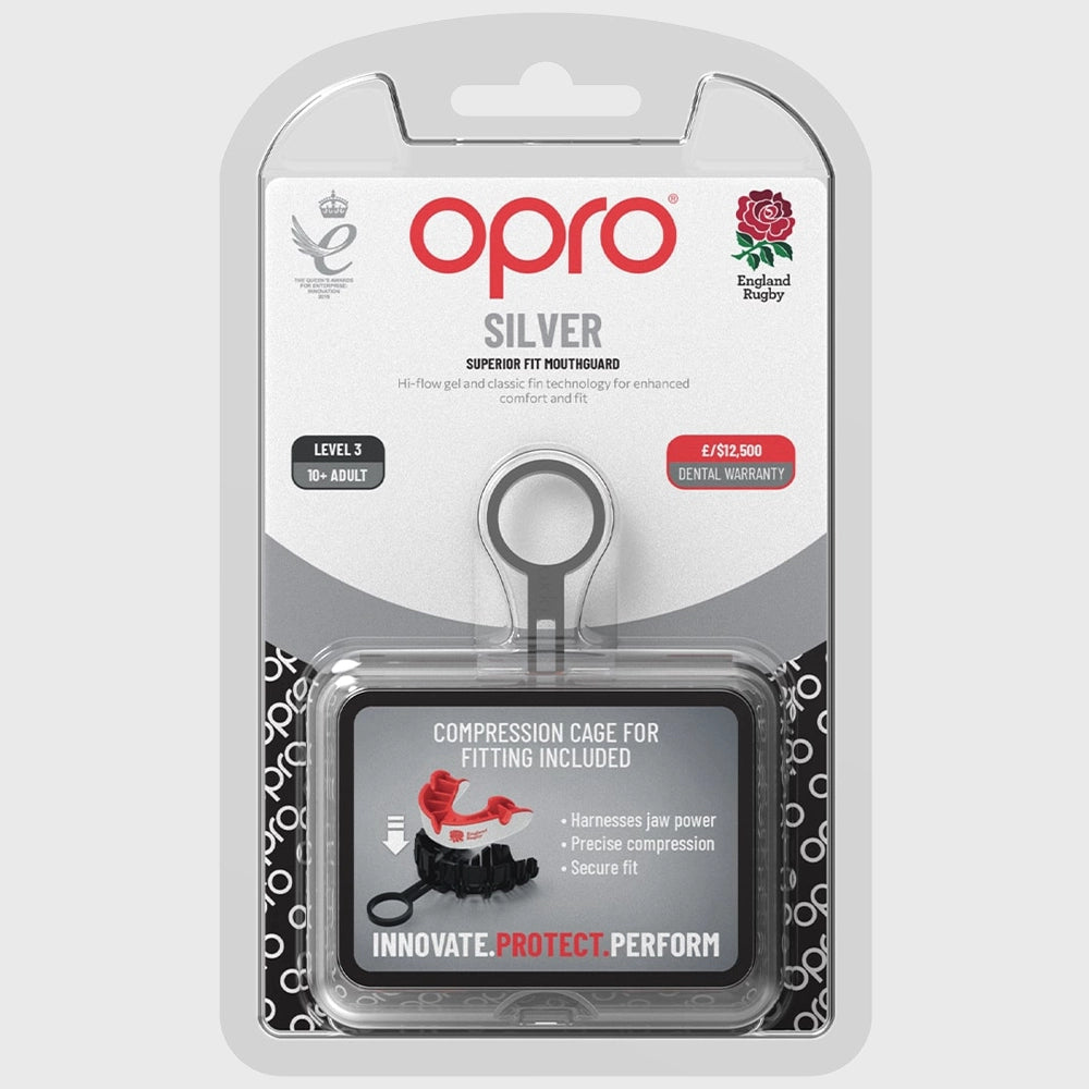 Opro Silver Gen4 Mouthguard - Premium Custom Fit for Sports & Teeth Grinding - Football, Boxing, MMA, Rugby, Hockey Protection