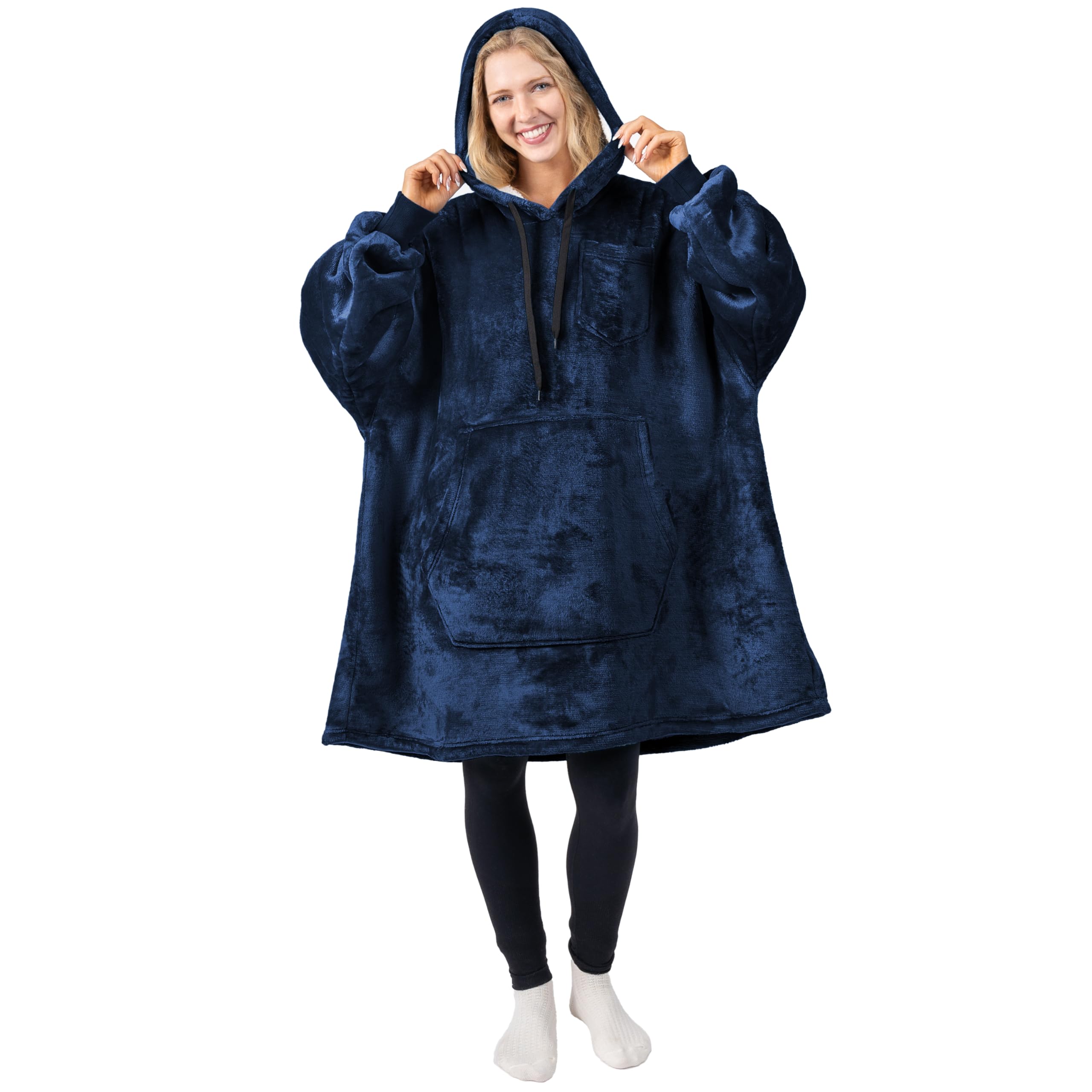 PAVILIA Women's Sherpa Wearable Blanket Hoodie - Oversized Cozy Hooded Sweatshirt Blanket for Men & Women | Perfect for Lounging, Netflix Nights & Outdoor Camping