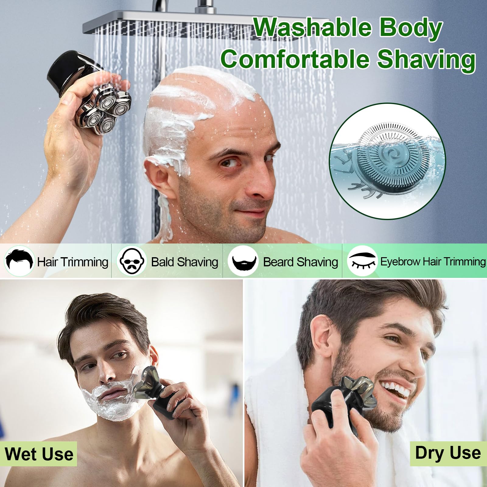 12 Pack Replacement Shaver Blades for Skull Shaver Pitbull Gold PRO - 4 Head Razor Blades for Men's Electric Shavers - Perfect for Travel, Home & Professional Grooming