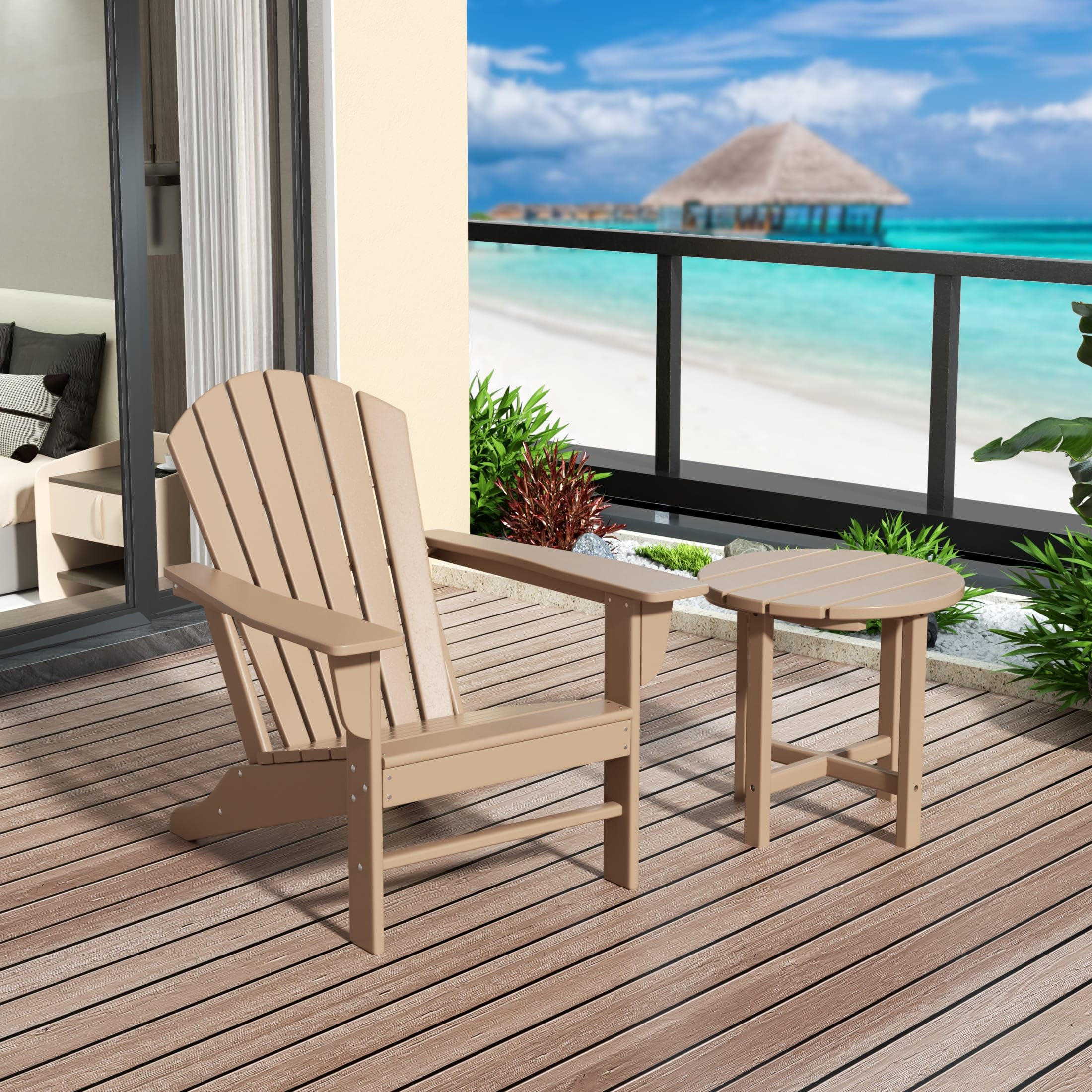 WestinTrends Dylan Outdoor Adirondack Chair with Side Table Set - Patio Furniture for Garden, Deck, Poolside & Backyard Relaxation