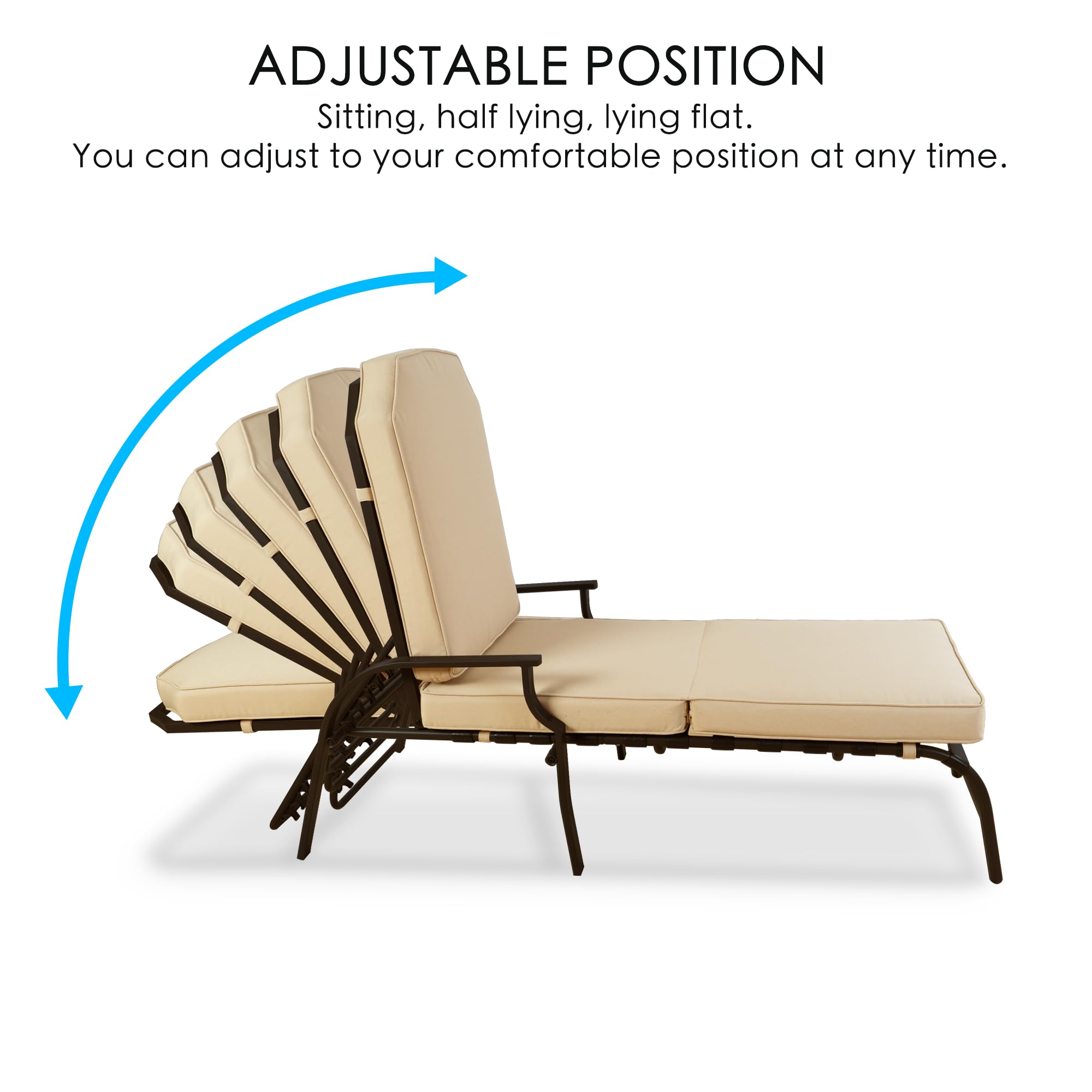 Kozyard Maya Chaise Lounge - Outdoor Patio Recliner Chair with Cushion, Comfortable Adjustable Sun Lounger for Poolside, Backyard, Beach & Garden Relaxation (Tan) - Weather-Resistant & Durable