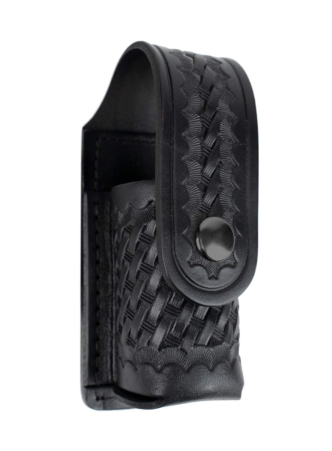 RYNO GEAR Black Leather Snap-On Pepper Spray Holder - Compact & Secure for Self Defense, Running, Hiking & Outdoor Safety