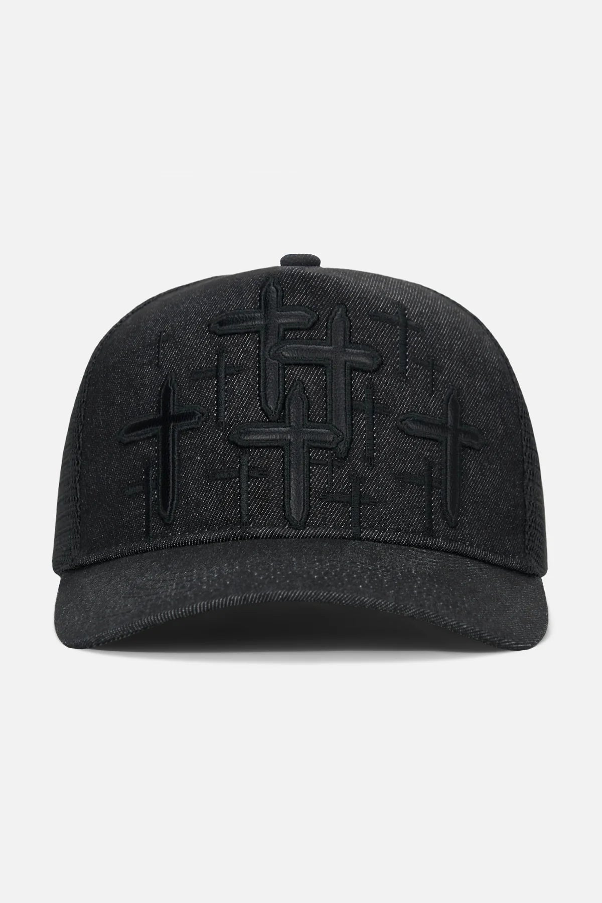 RTA Gideon Black Cross Trucker Hat - Adjustable Snapback Cap for Men & Women - Perfect for Outdoor Activities, Sports, and Casual Wear