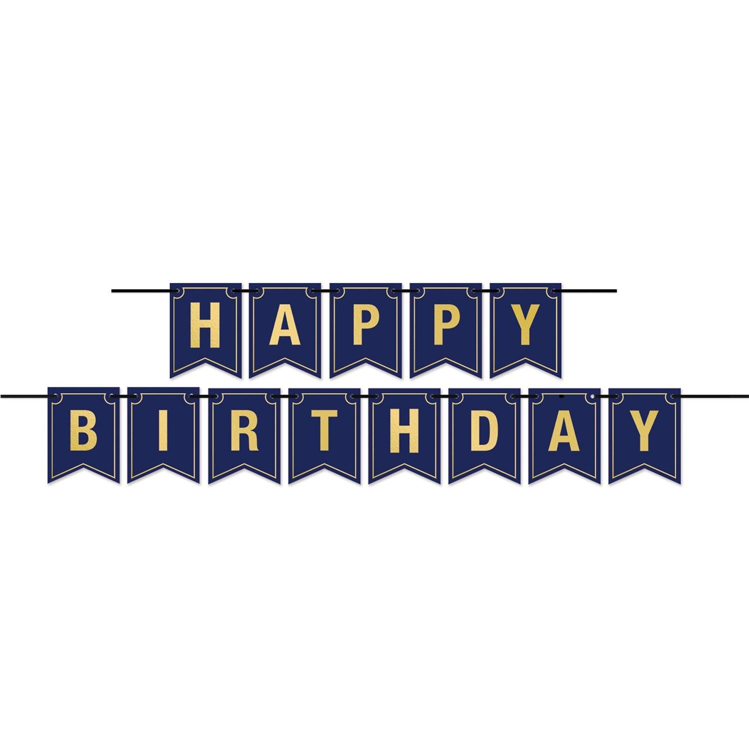 12 Pack Beistle Foil Happy Birthday Party Streamers in Navy Blue - Perfect for Birthday Decorations, Party Supplies & Celebration Events