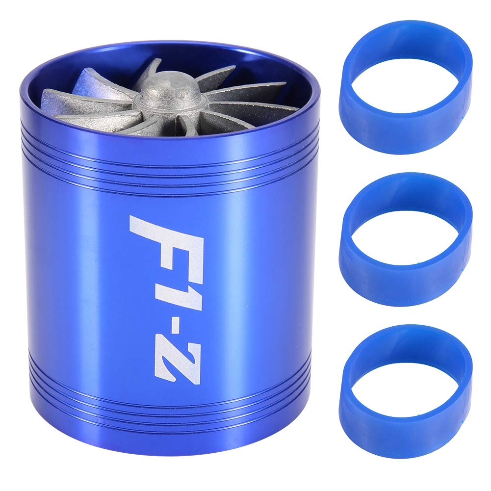 Turbo Cold Air Intake System for Cars - Dual Fan Turbine Super Charger with Gas Fuel Saver (Blue) | High Performance Air Intake Upgrade for Better Acceleration & MPG | Perfect for Racing, Off-Road & Daily Driving