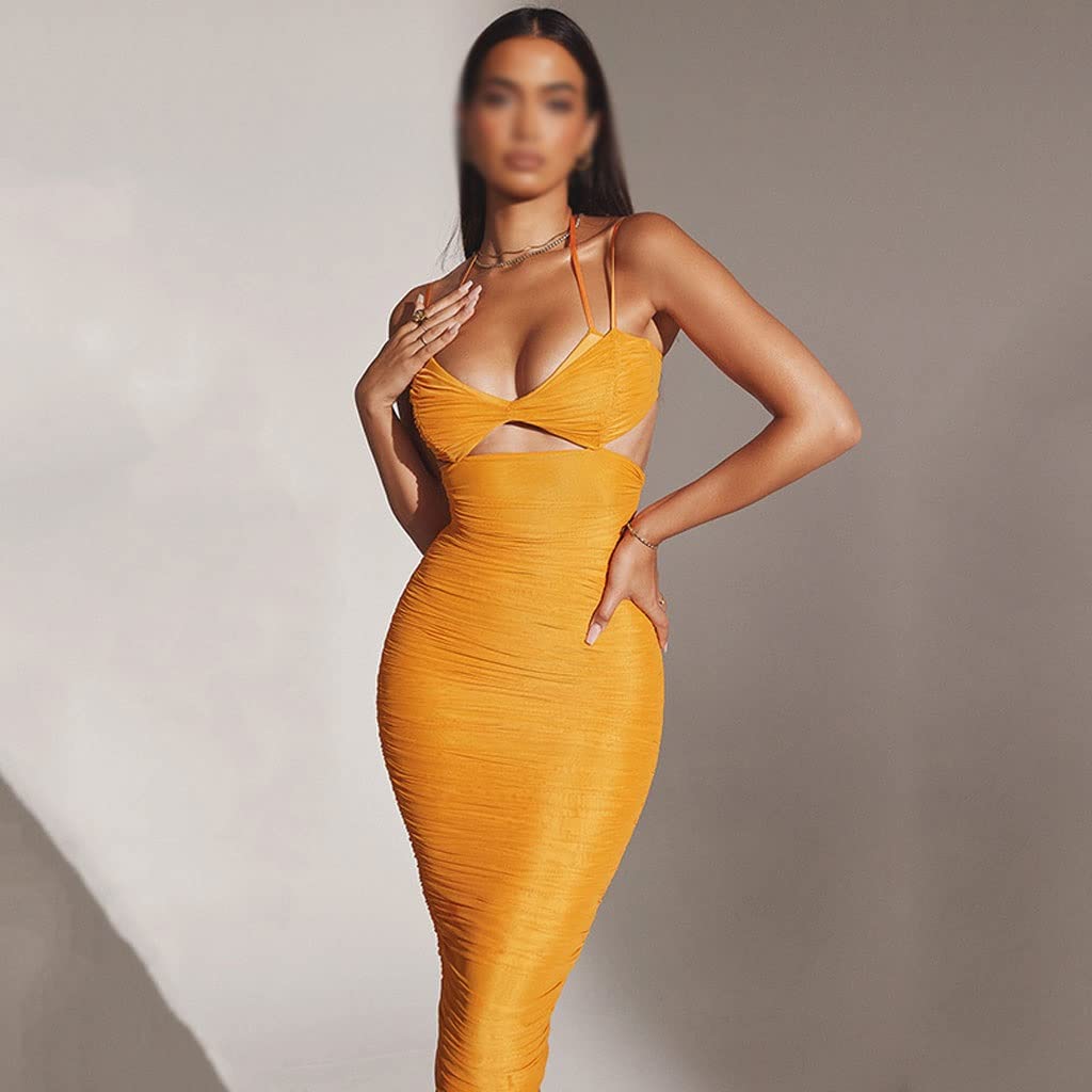 Sexy Backless Bodycon Dress for Women - Summer Hollow Out Stitching Party Dress (Color A, Size L) | Perfect for Club Nights, Date Nights & Beach Vacations
