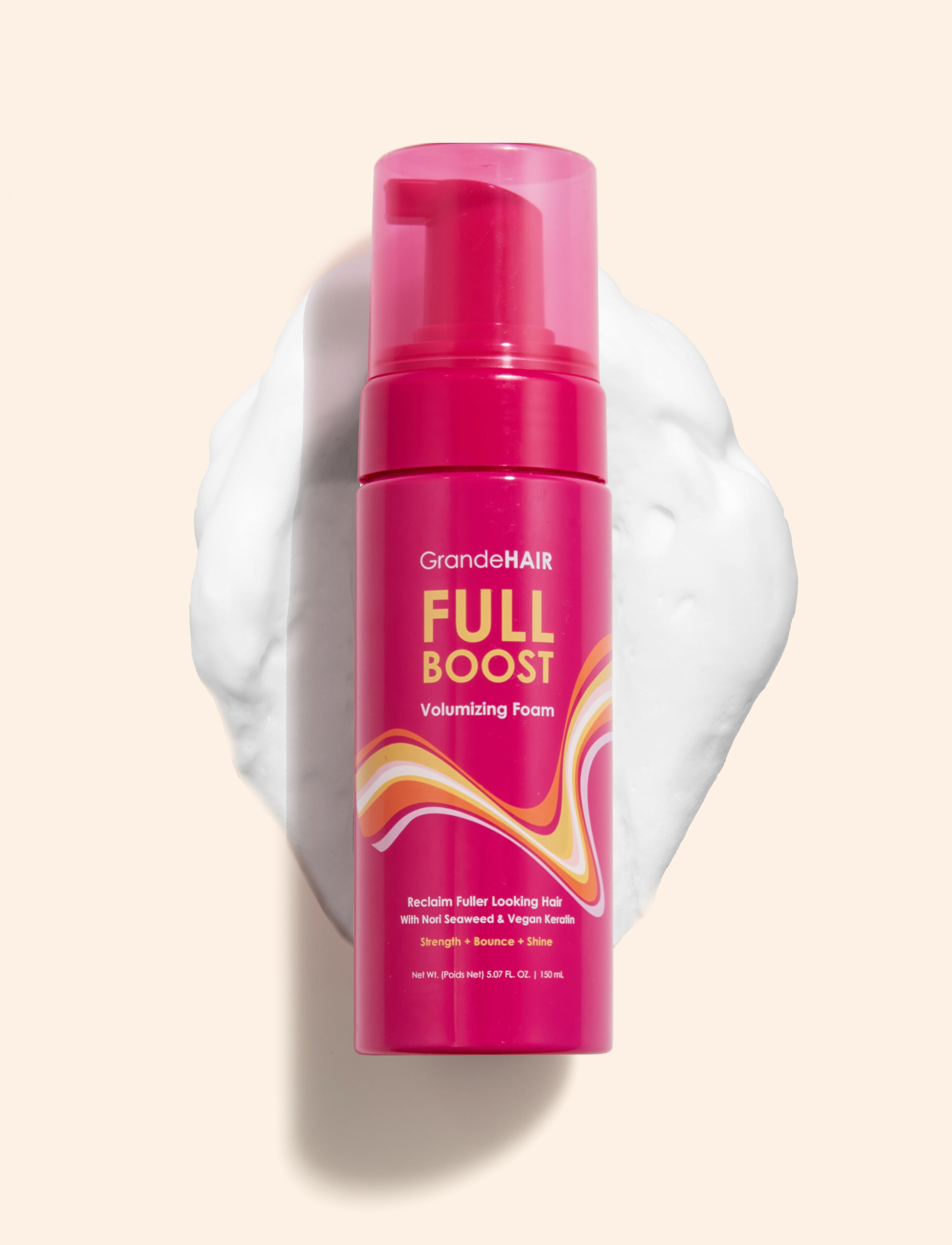 GrandeHair Full Boost Volumizing Foam for Thicker, Fuller Hair - Lightweight Styling Foam for Volume & Lift - Perfect for Fine, Flat Hair & Everyday Styling
